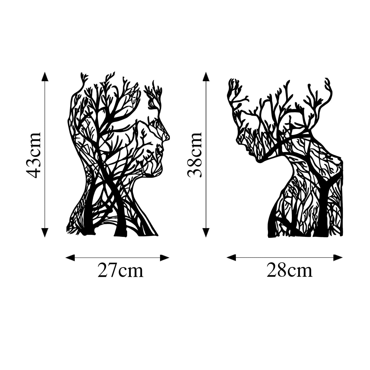 Metalna zidna dekoracija, Tree Man And Woman - 325