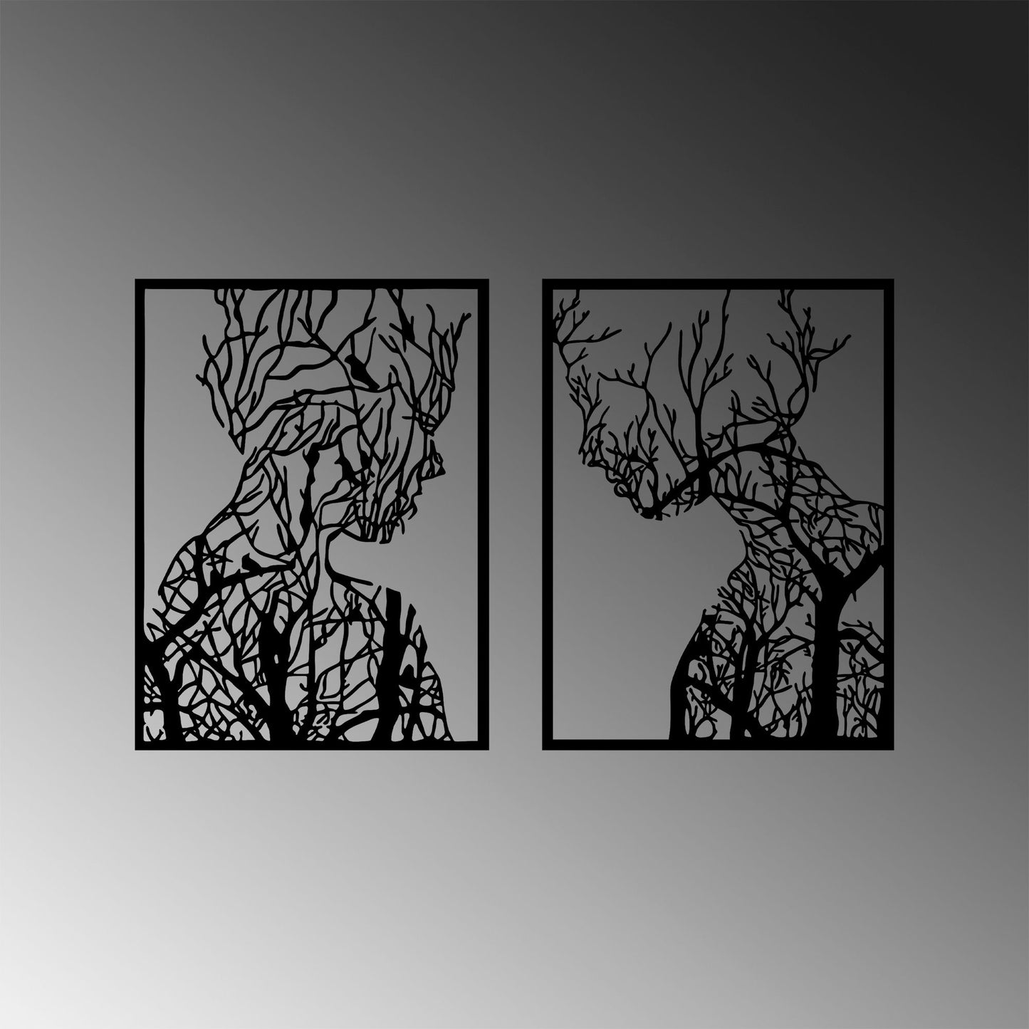 Metalna zidna dekoracija, Tree Man And Woman - 326