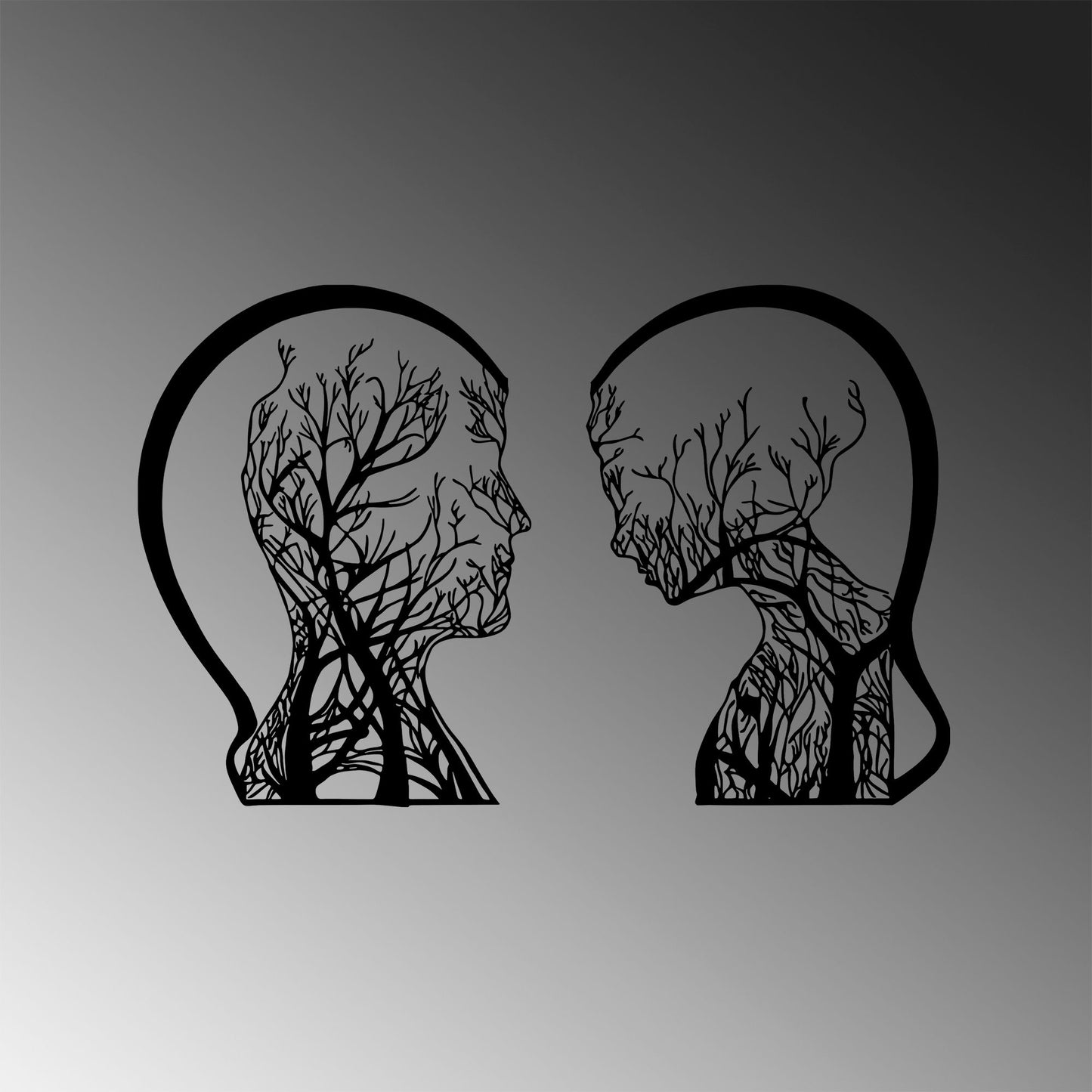 Metalna zidna dekoracija, Tree Man And Woman - 327