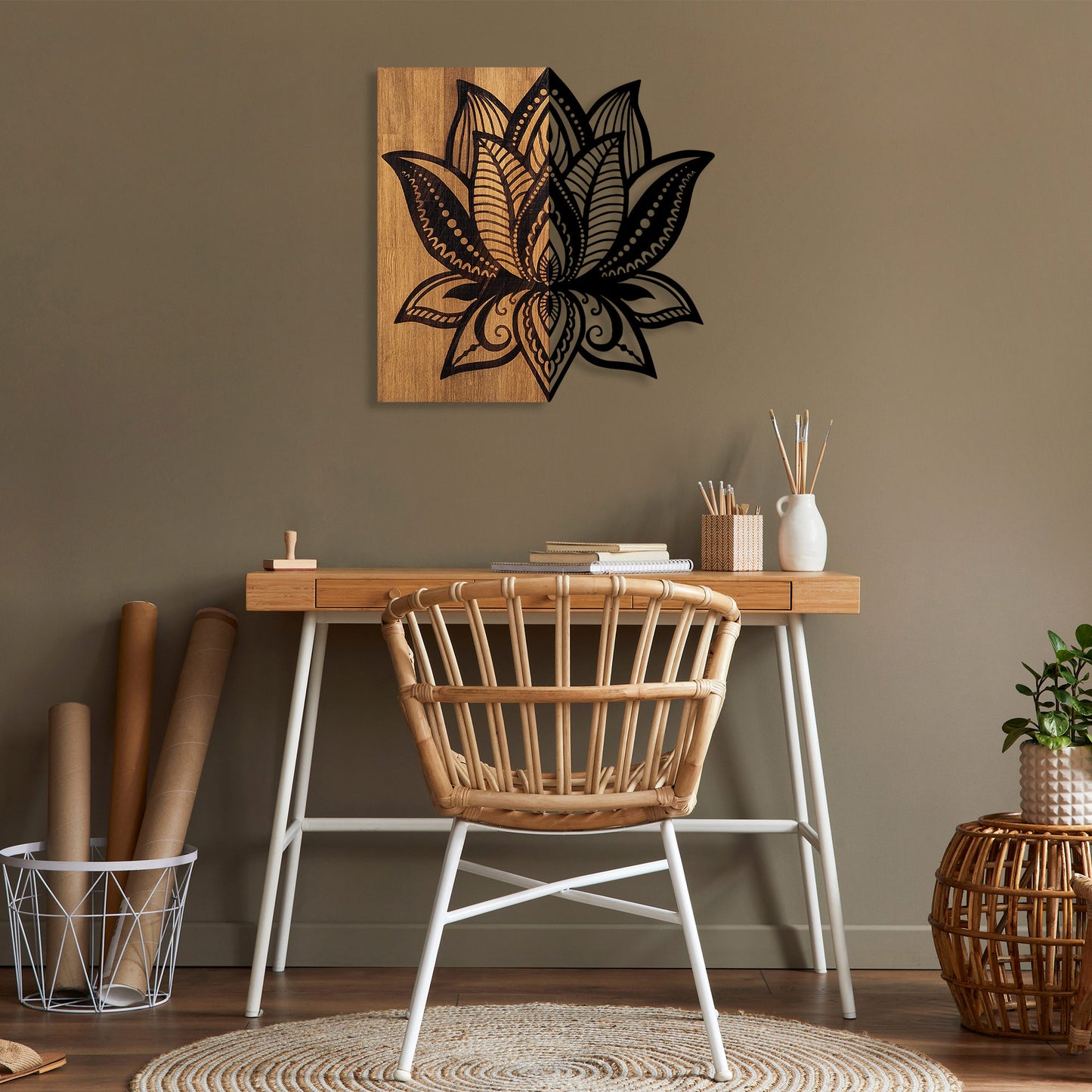 Drvena zidna dekoracija, Lotus 10