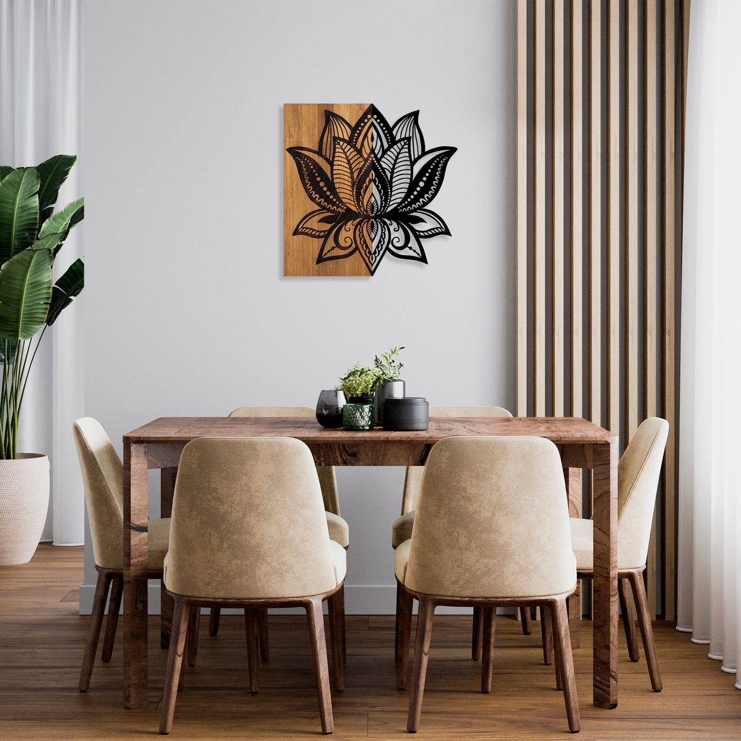 Drvena zidna dekoracija, Lotus 10