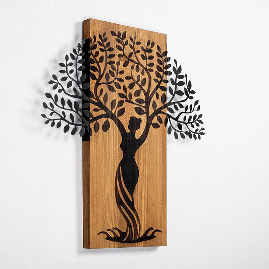 Drvena zidna dekoracija, Woman Tree 3