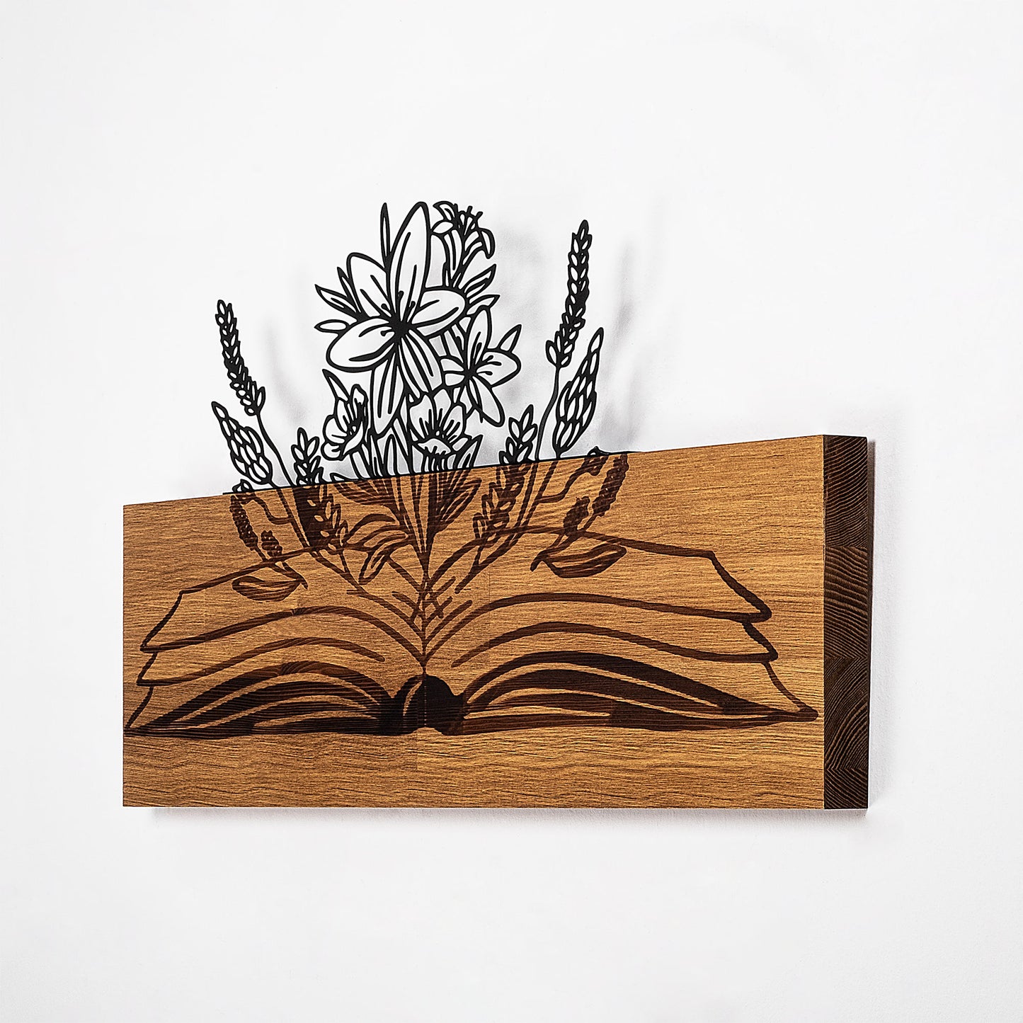 Drvena zidna dekoracija, Flower Green From A Book
