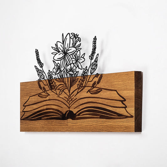Drvena zidna dekoracija, Flower Green From A Book