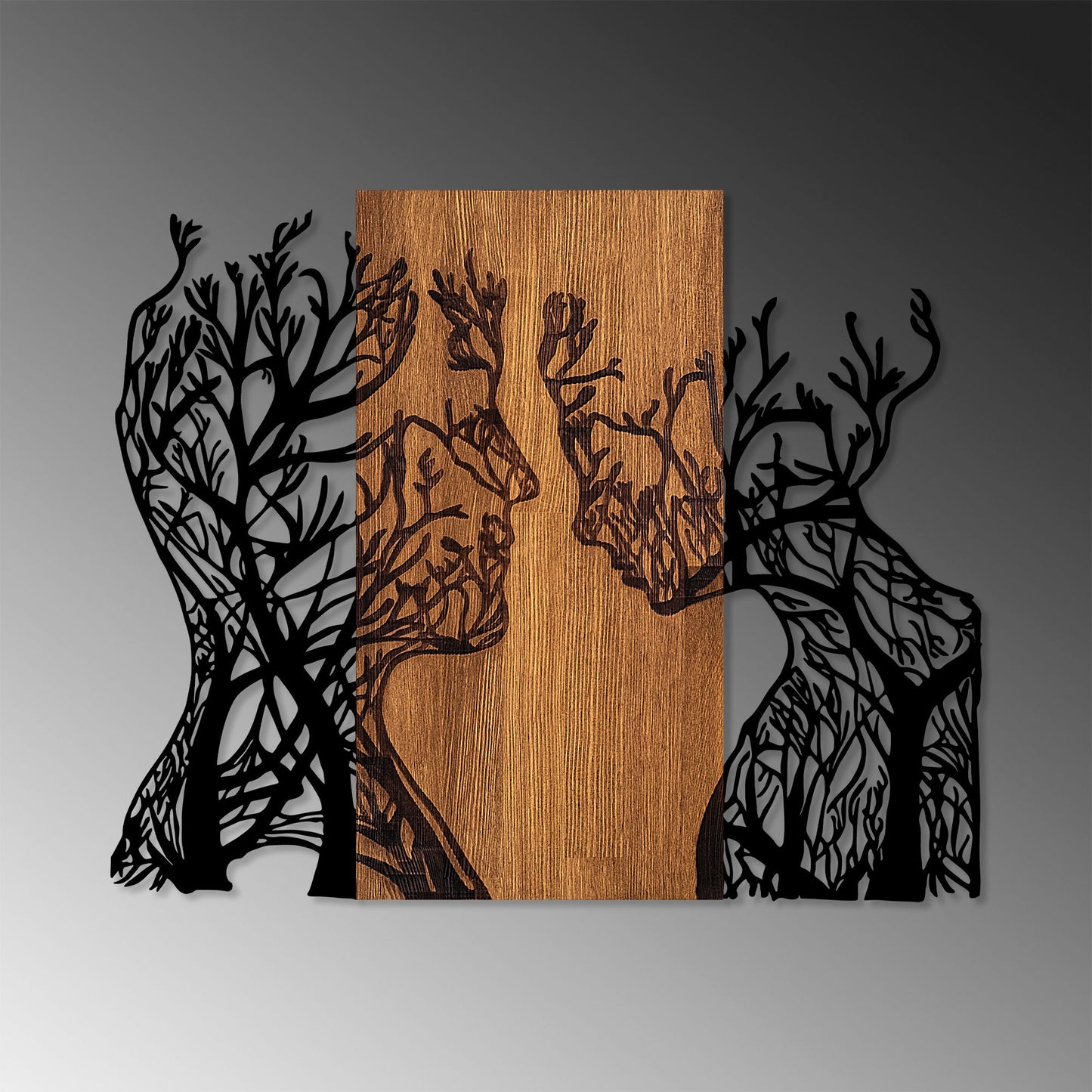 Drvena zidna dekoracija, Tree Woman And Man