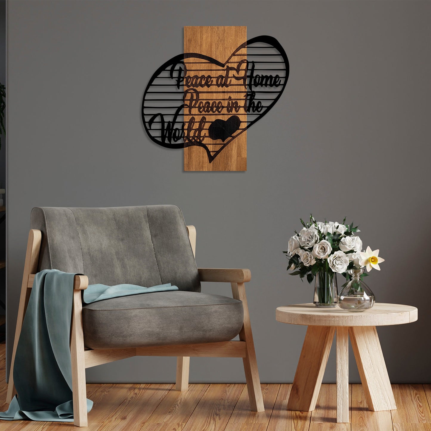 Drvena zidna dekoracija, Peace At Home Peace in The World 1