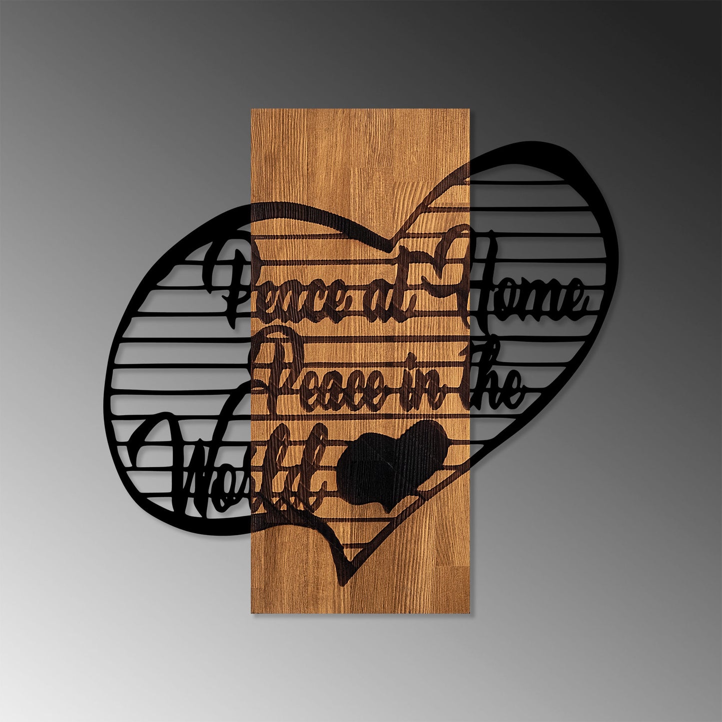 Drvena zidna dekoracija, Peace At Home Peace in The World 1