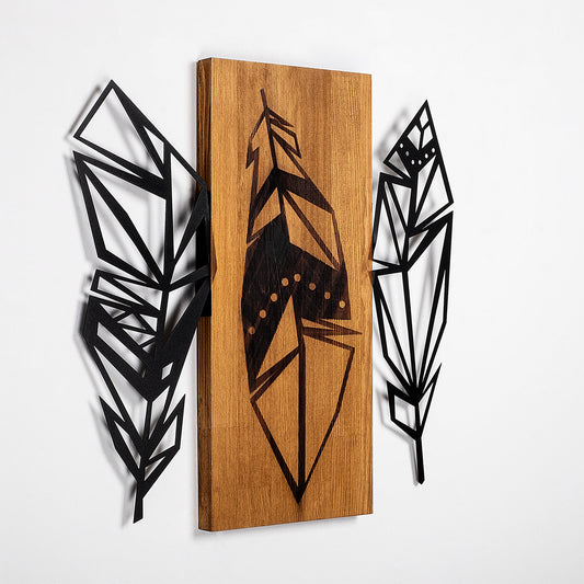 Drvena zidna dekoracija, Leaves 2