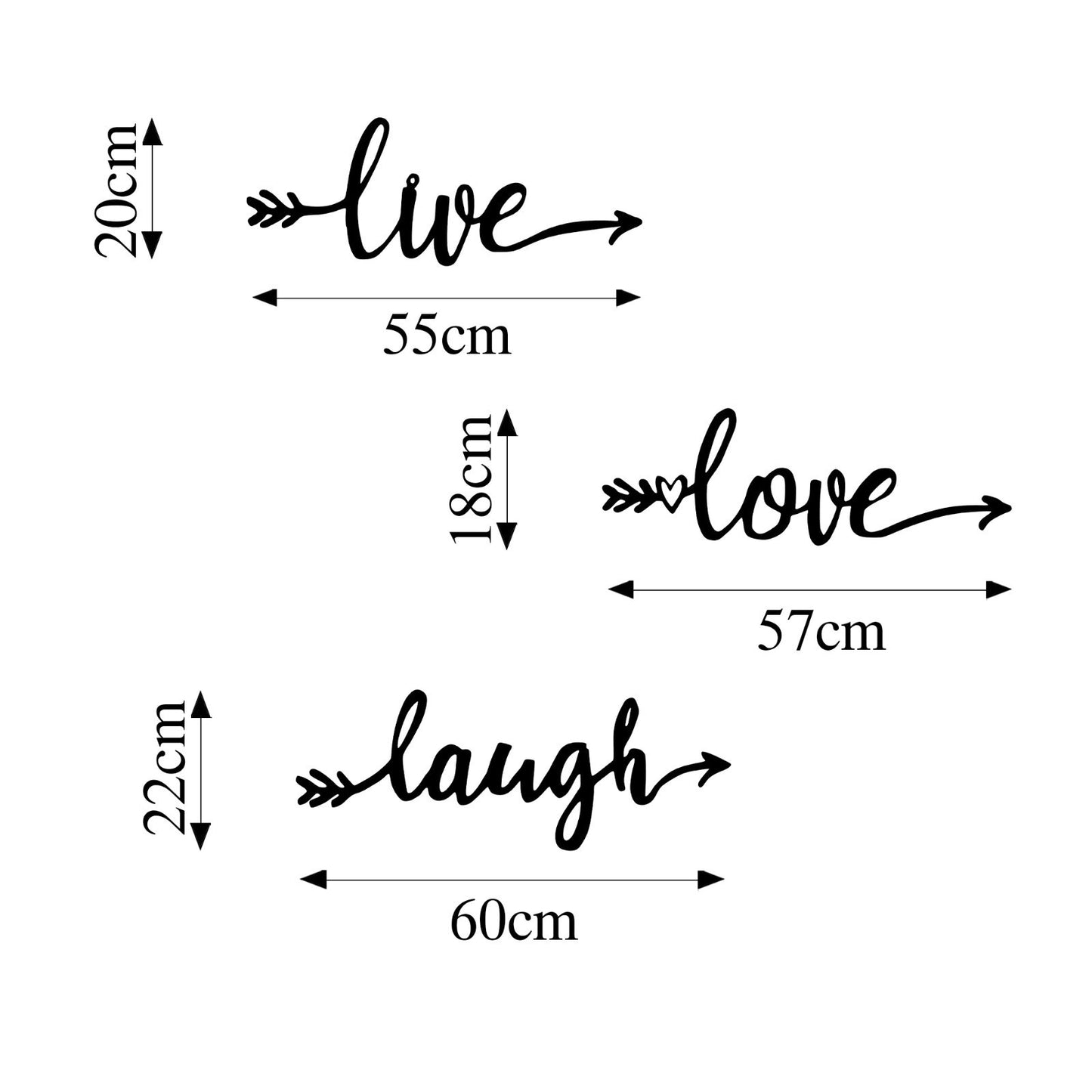 Metalna zidna dekoracija, Live Love Laugh