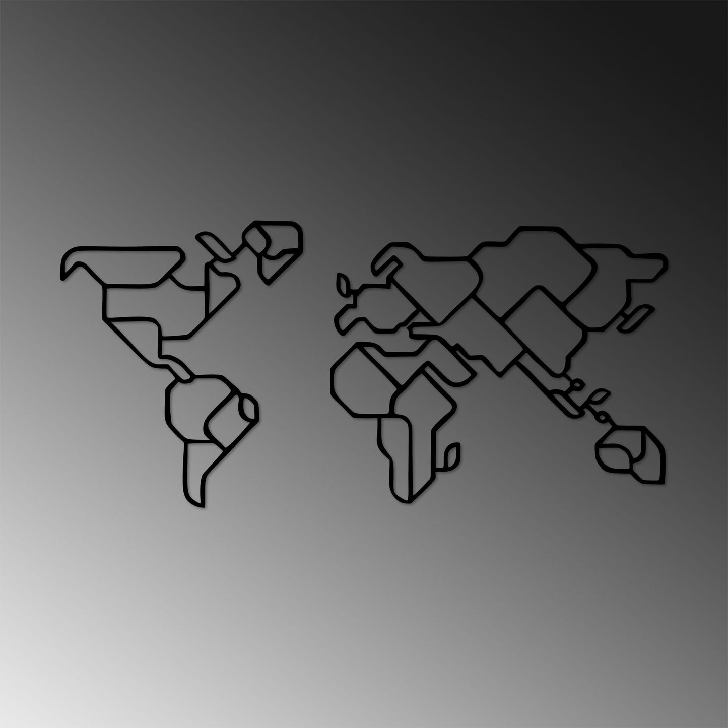Metalna zidna dekoracija, World Map 6