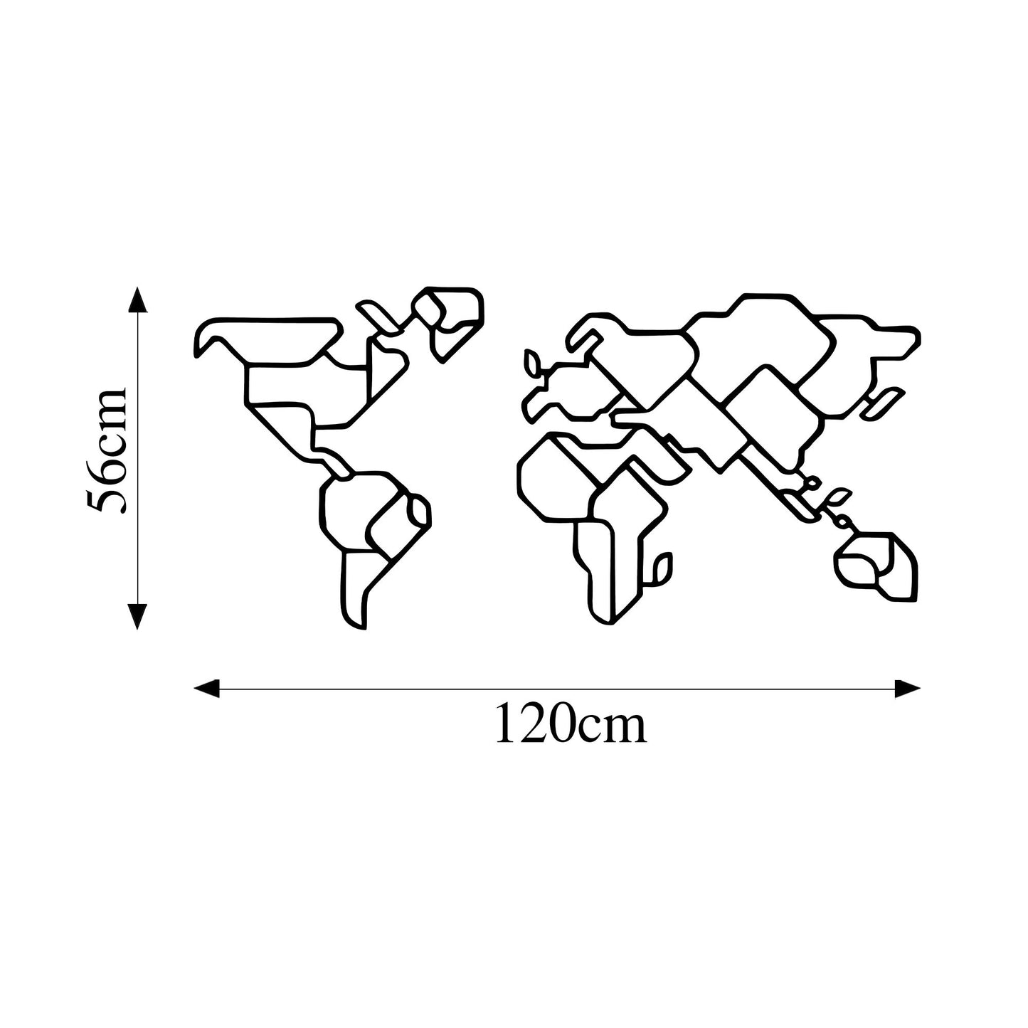 Metalna zidna dekoracija, World Map 6