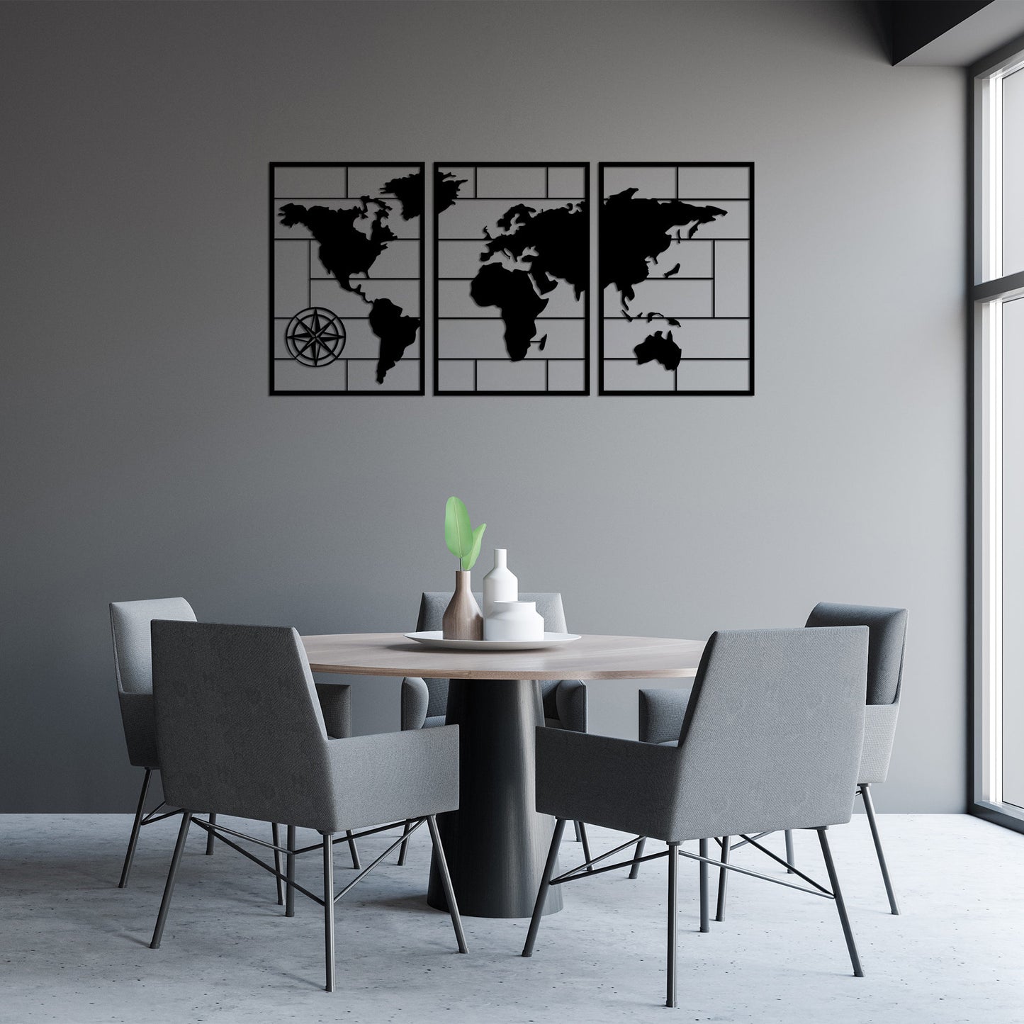 Metalna zidna dekoracija, World Map