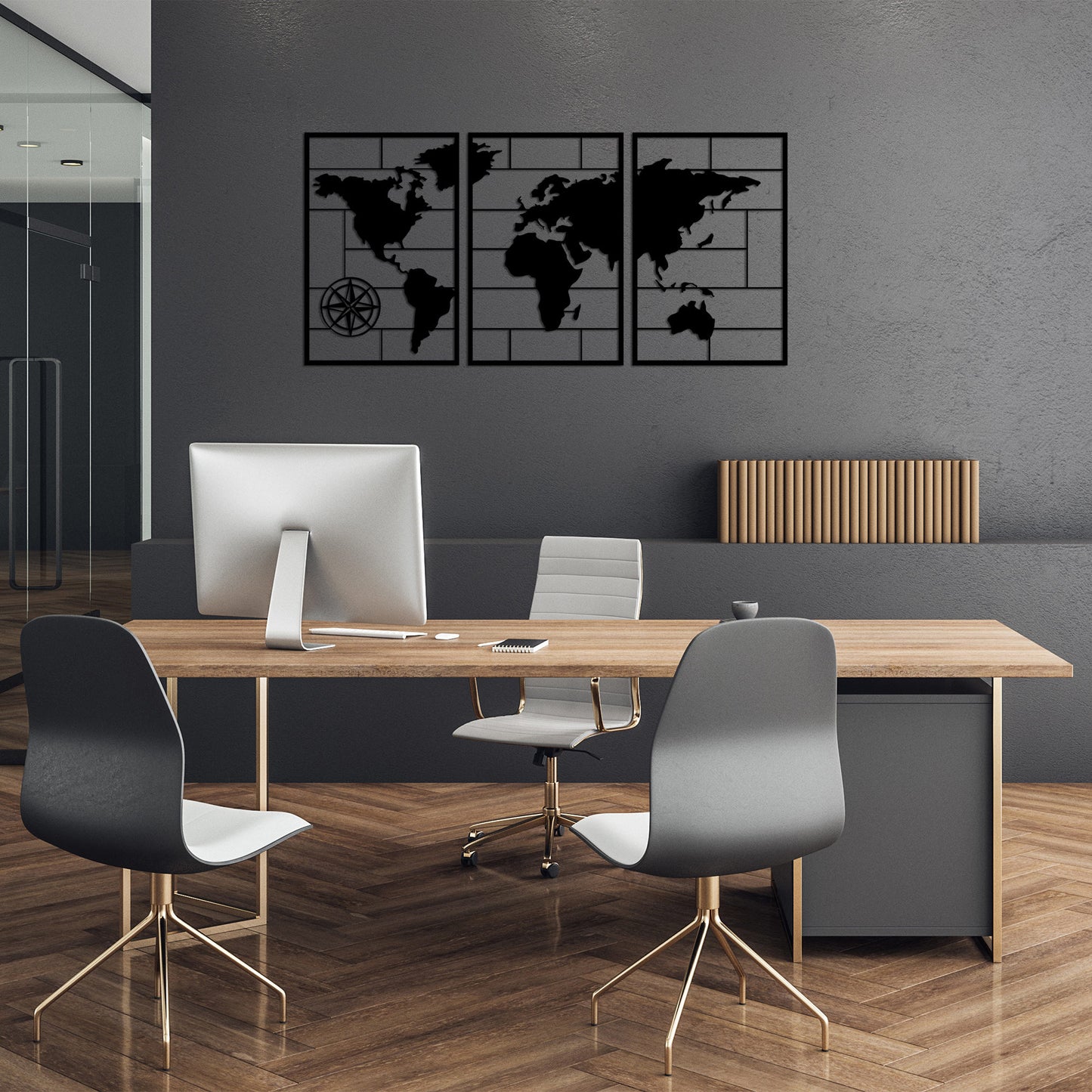 Metalna zidna dekoracija, World Map