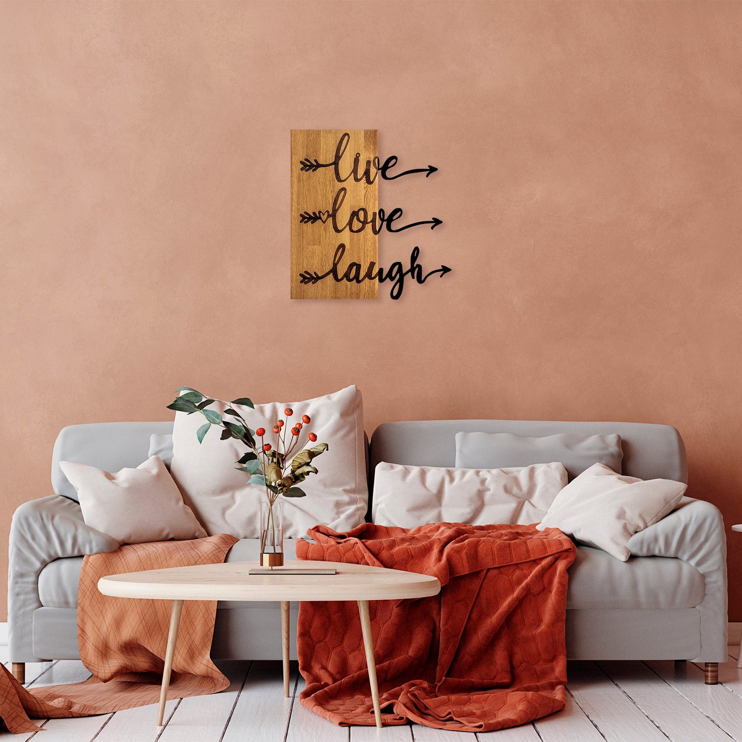Ukrasni drveni zidni dodatak, Live Love Laugh - 369
