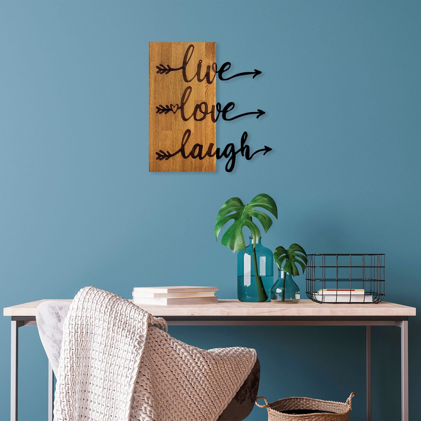 Ukrasni drveni zidni dodatak, Live Love Laugh - 369