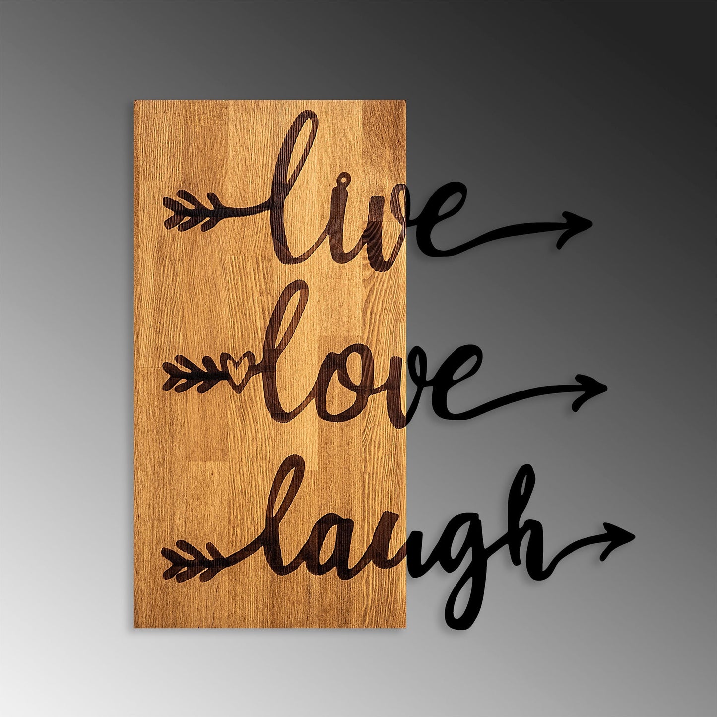 Ukrasni drveni zidni dodatak, Live Love Laugh - 369
