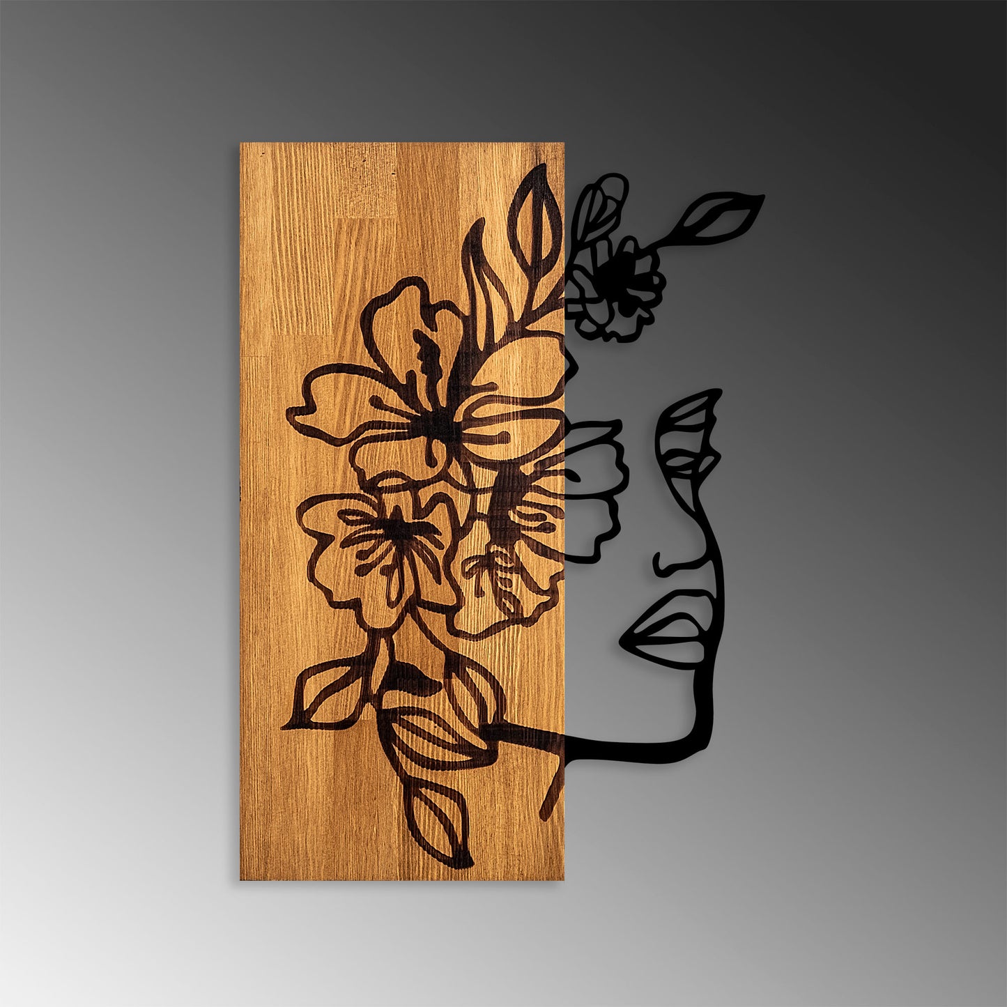 Drvena zidna dekoracija, Woman Floral Face - 372