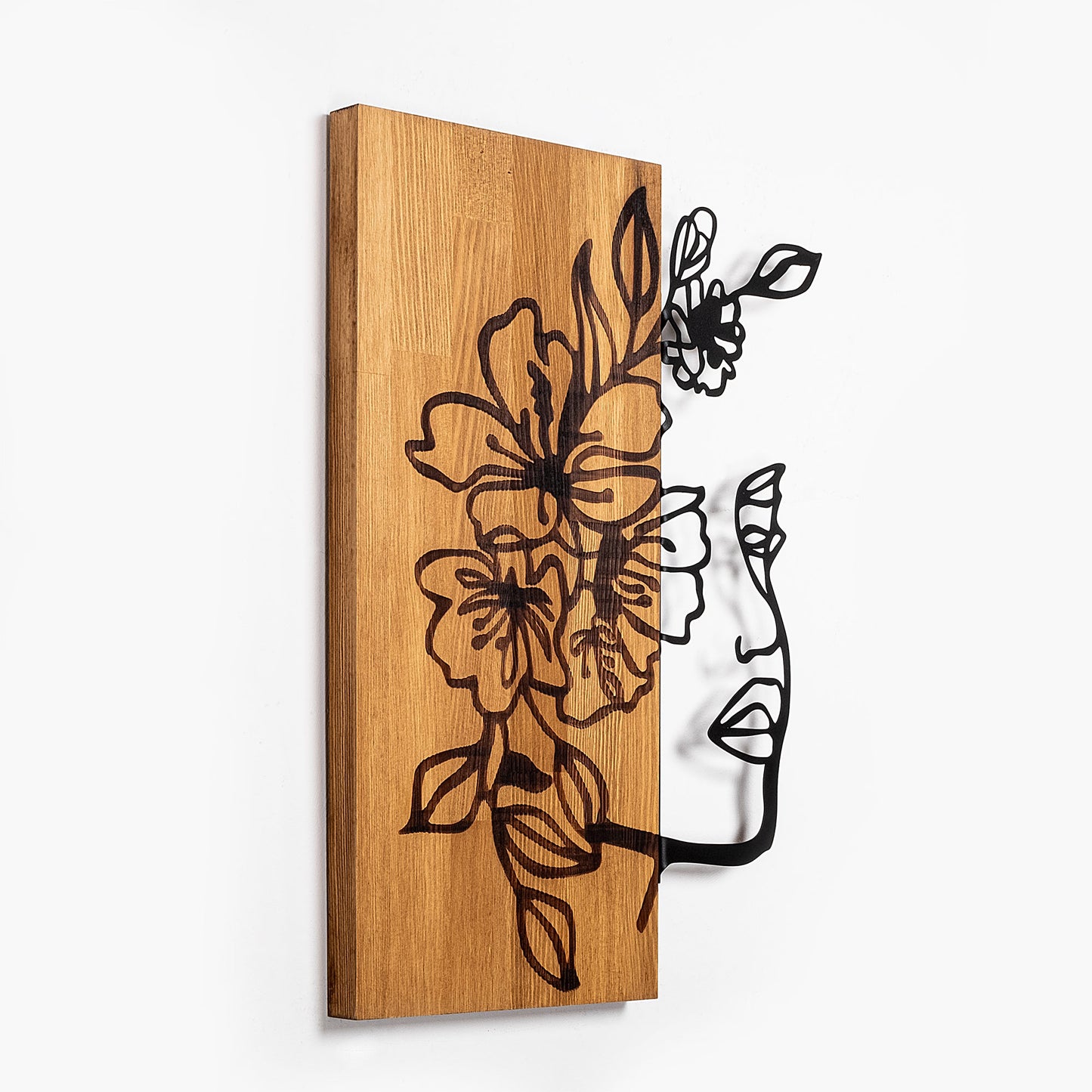 Drvena zidna dekoracija, Woman Floral Face - 372