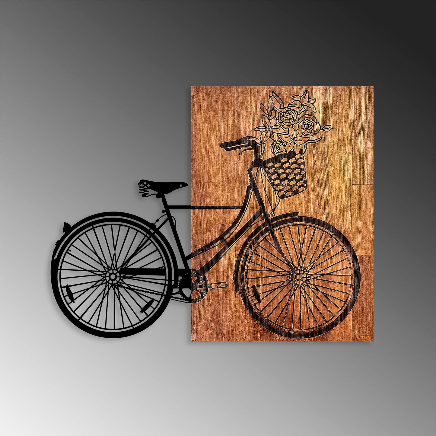 Ukrasni drveni zidni dodatak, Historical Floral Bike - L - 376