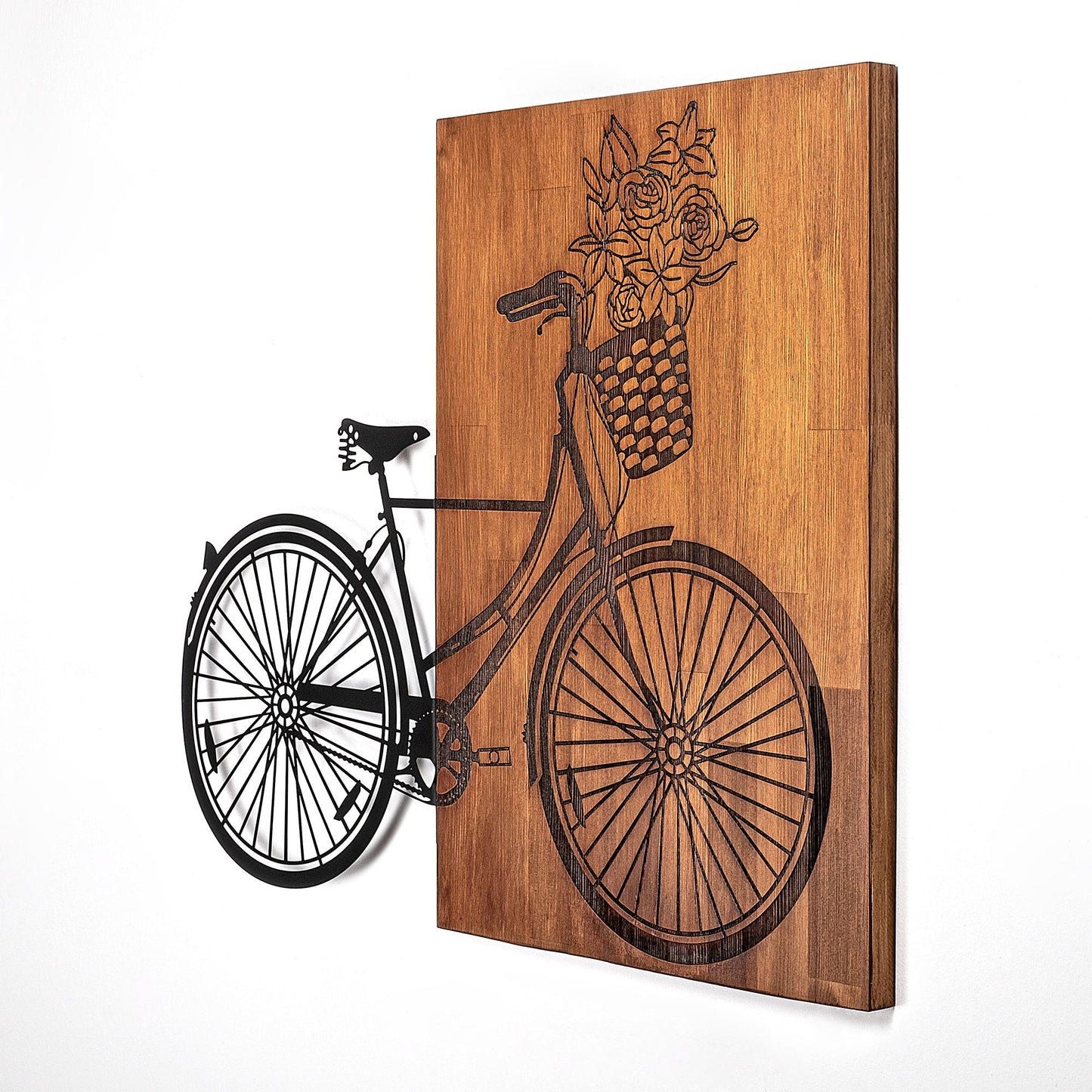 Ukrasni drveni zidni dodatak, Historical Floral Bike - L - 376