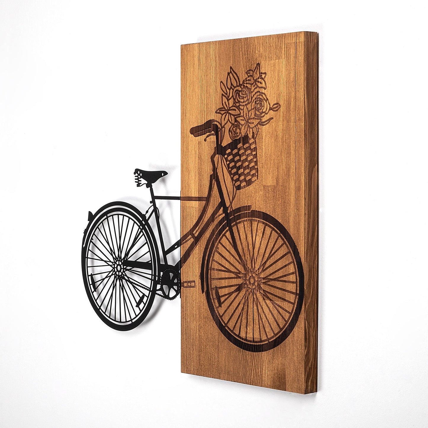 Ukrasni drveni zidni dodatak, Historical Floral Bike - M - 377
