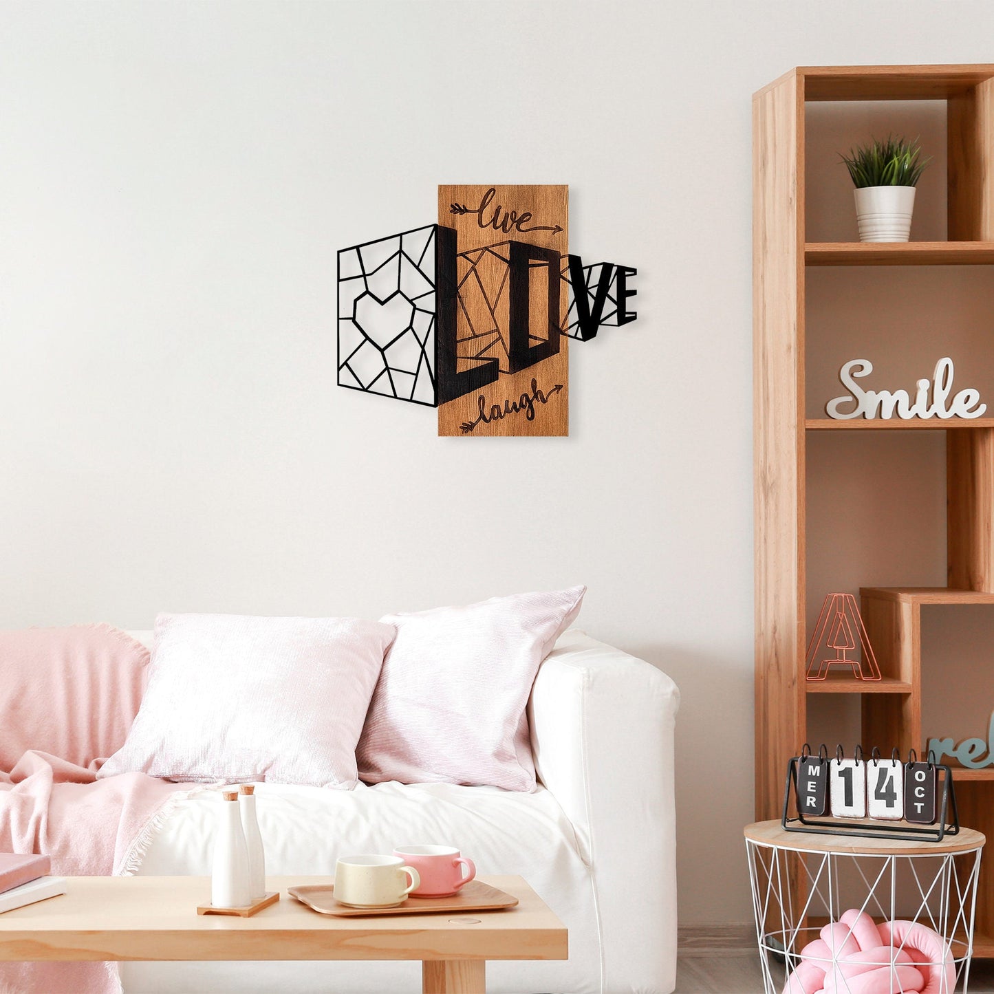 Ukrasni drveni zidni dodatak, Live Love Laugh - 380