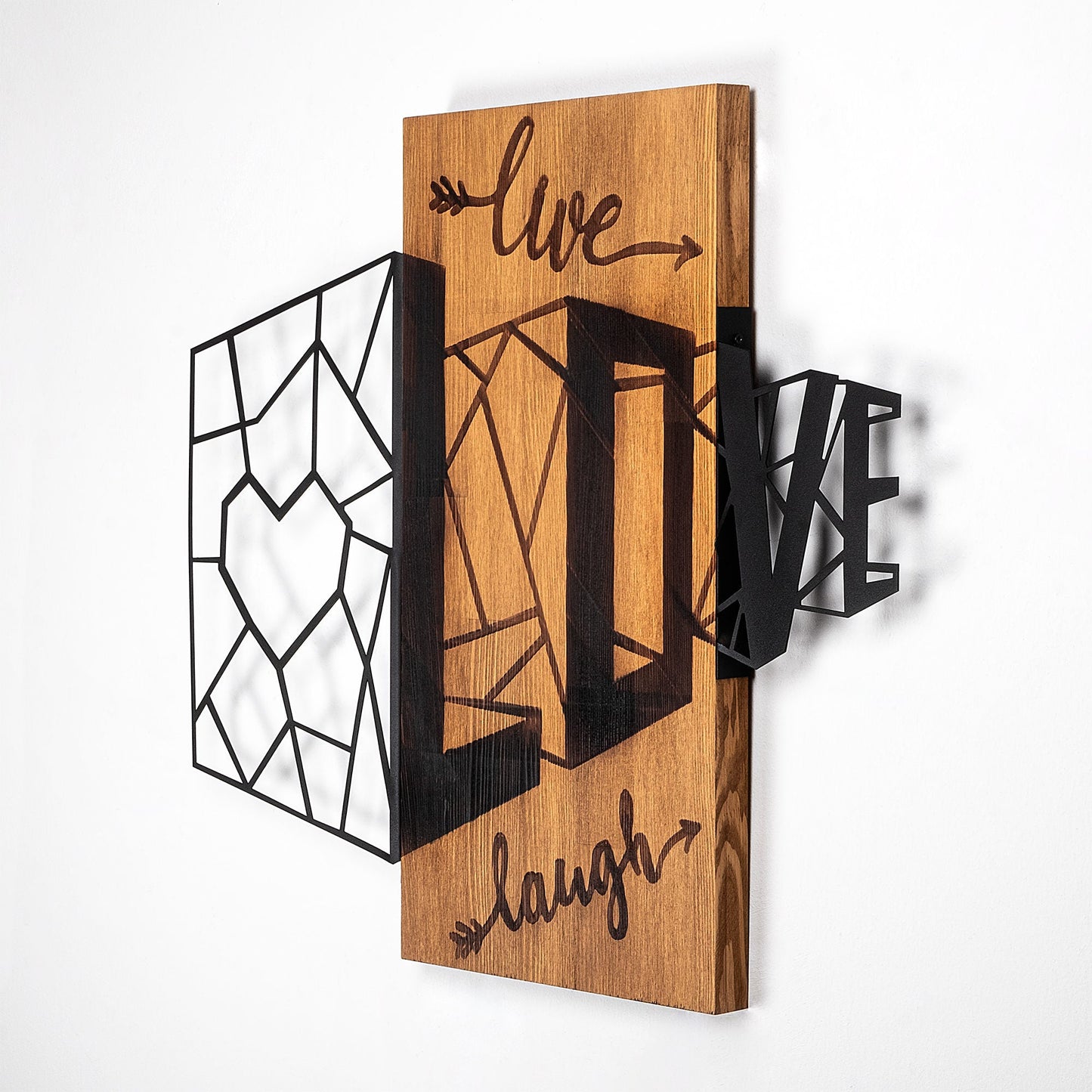 Ukrasni drveni zidni dodatak, Live Love Laugh - 380