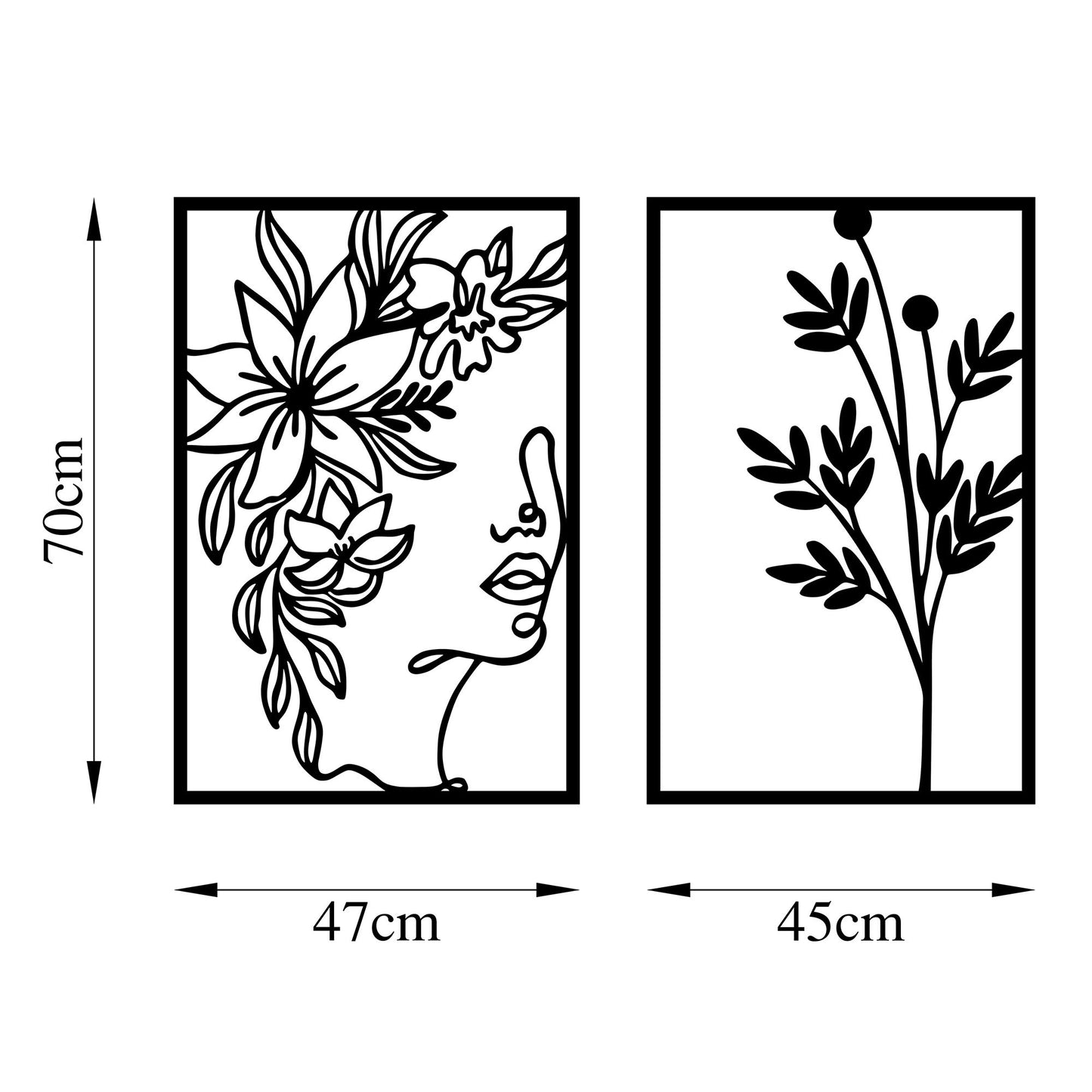 Metalna zidna dekoracija, Flower Face - 510