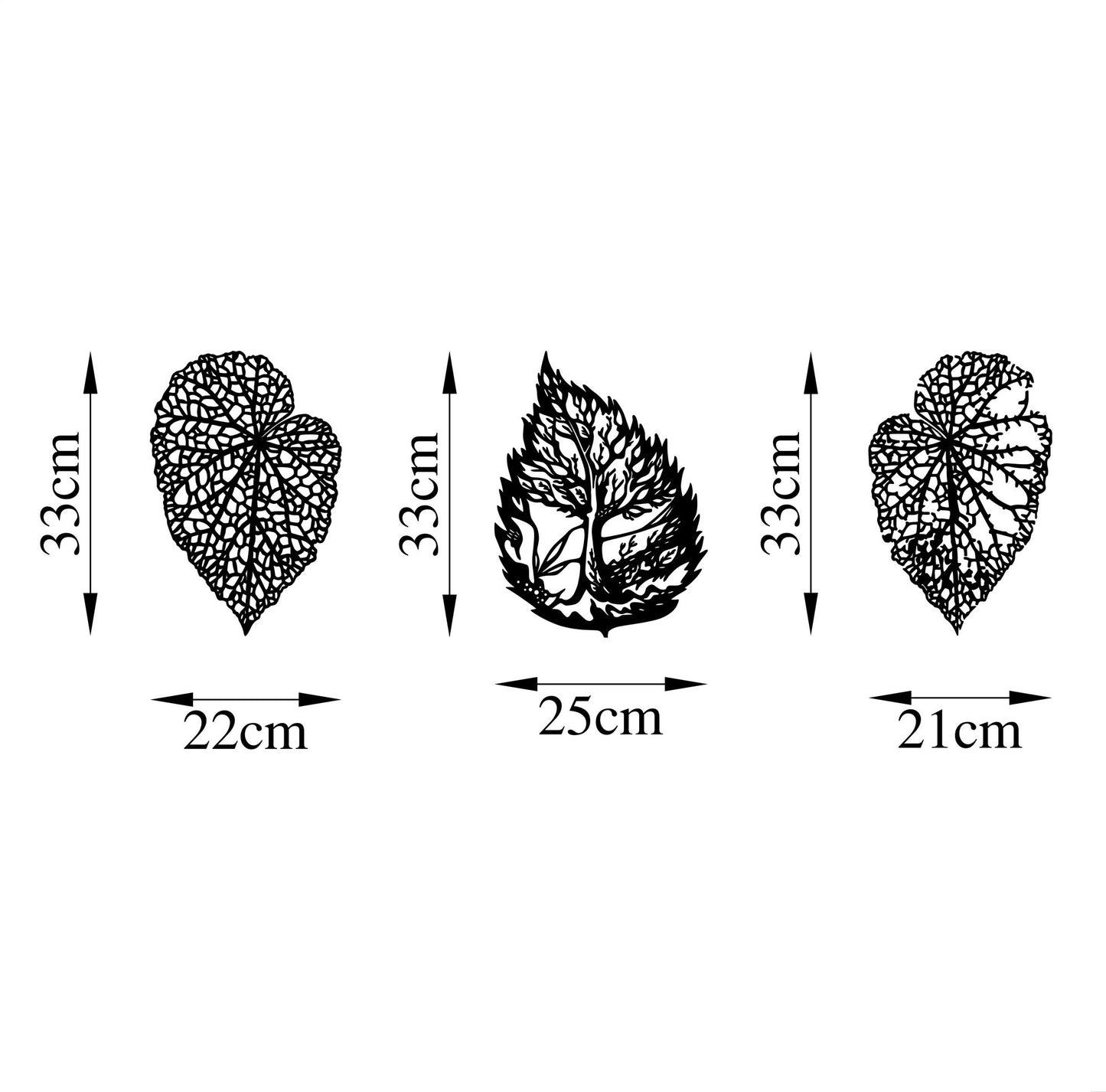 Metalna zidna dekoracija, Detailed Leaves - 512