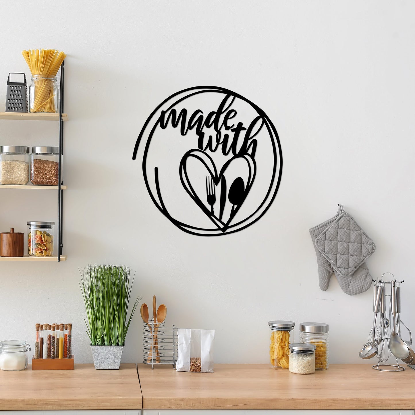 Metalna zidna dekoracija, Made With Love Food - 523