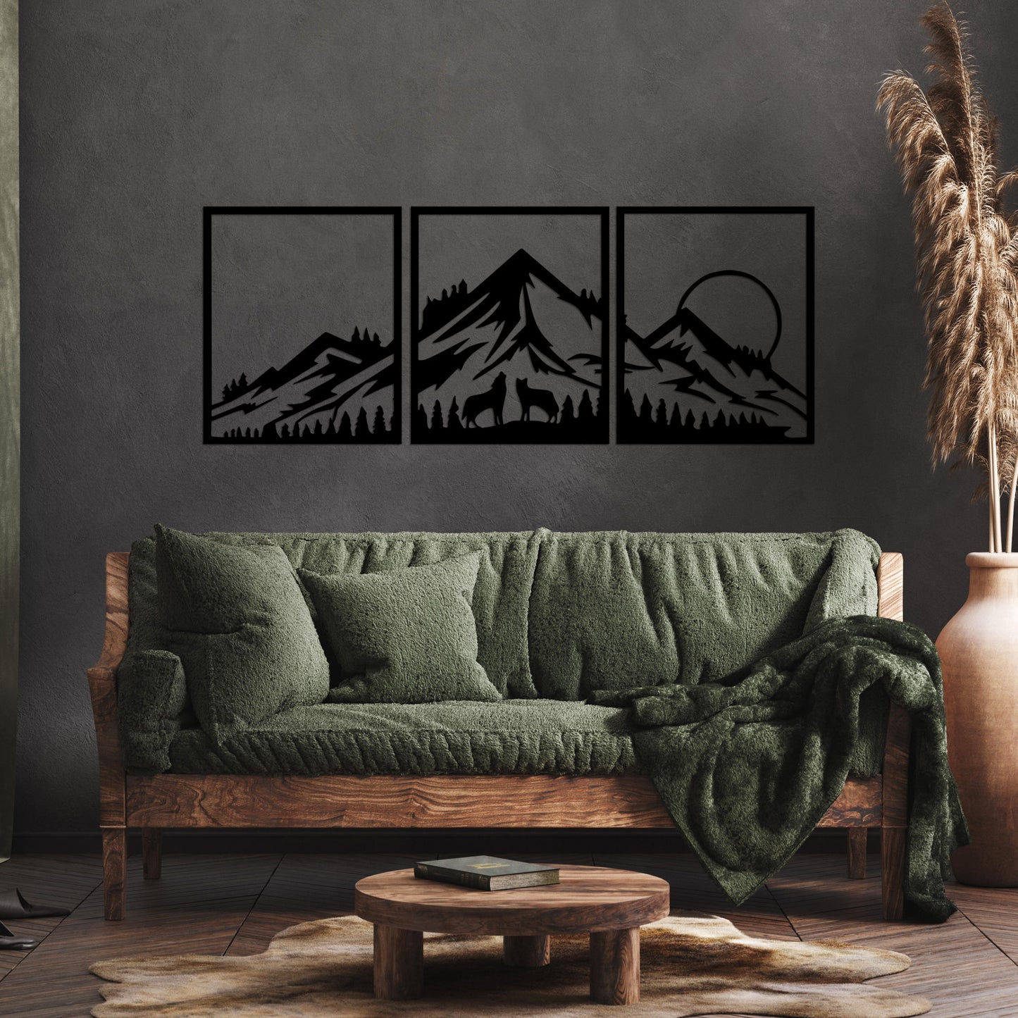 Metalna zidna dekoracija, Mountain View - 528