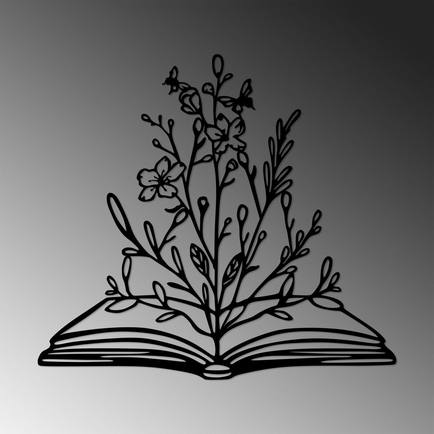 Metalna zidna dekoracija, Flower In Book