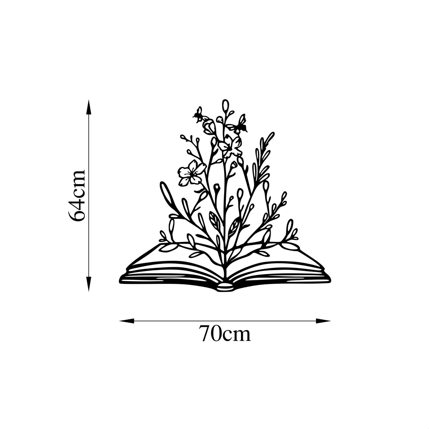 Metalna zidna dekoracija, Flower In Book