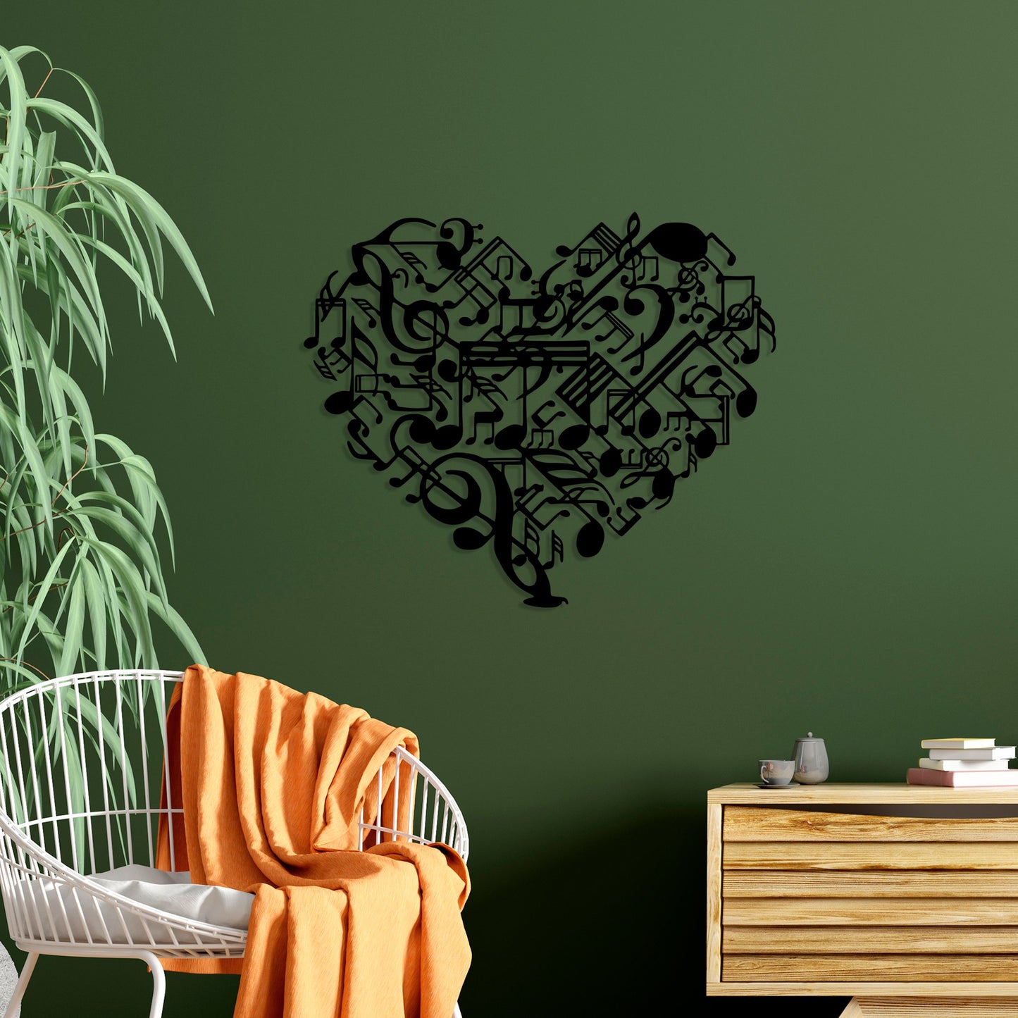 Metalna zidna dekoracija, Musical Heart