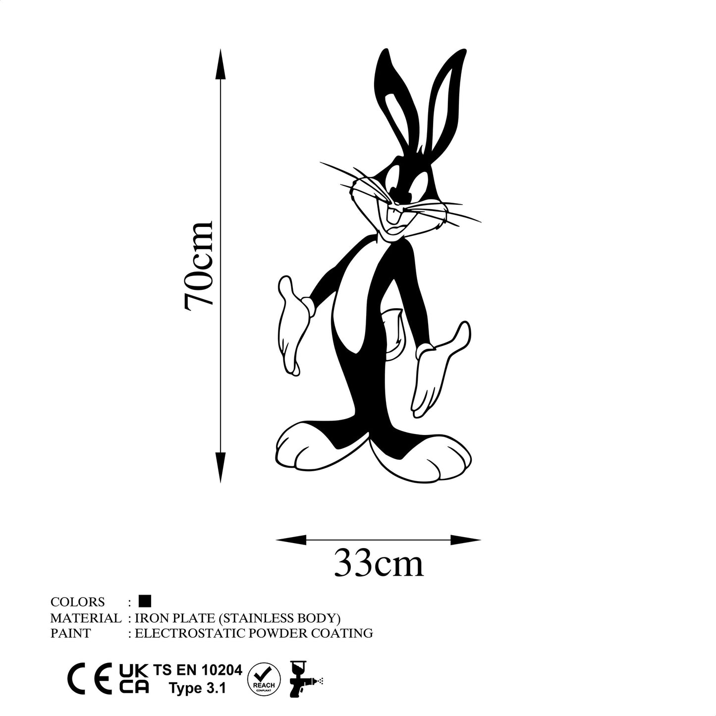 Metalna zidna dekoracija, Bugs Bunny 1