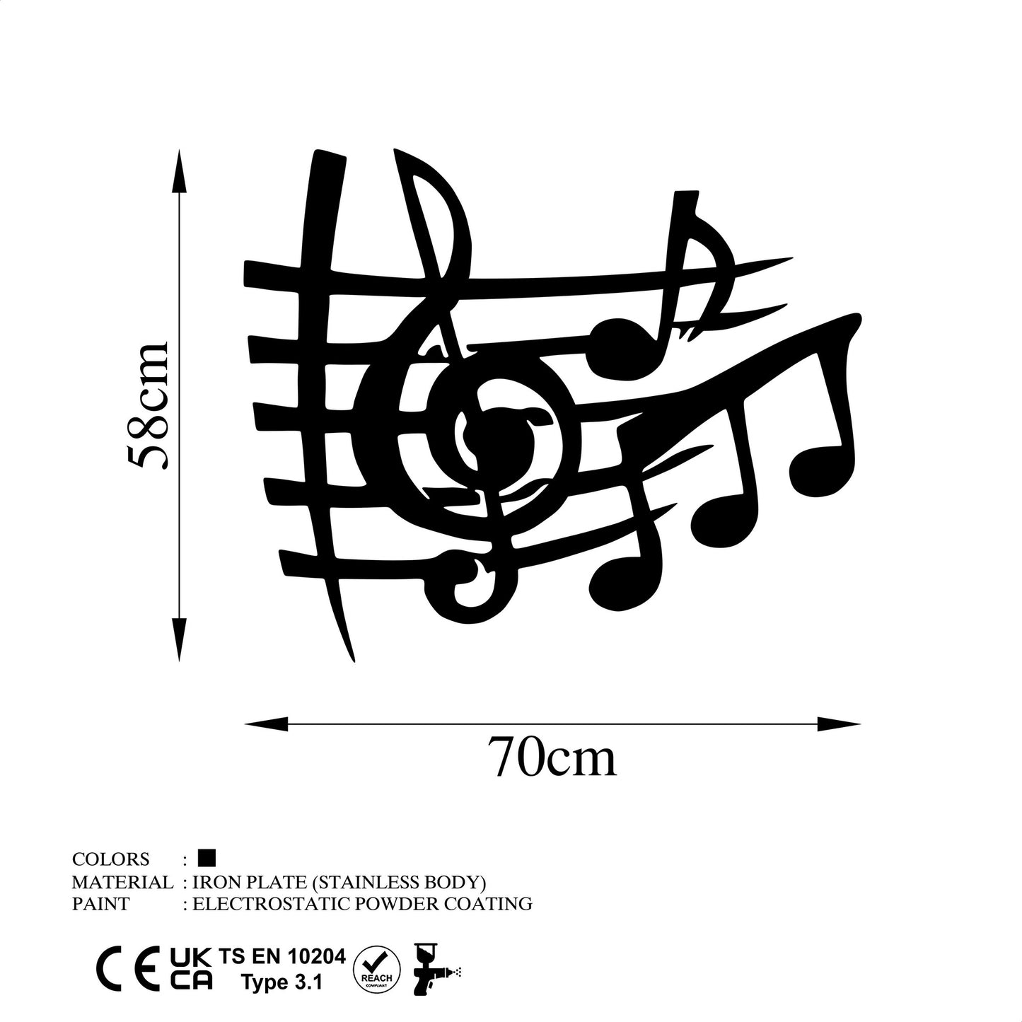 Metalna zidna dekoracija, Musical 3