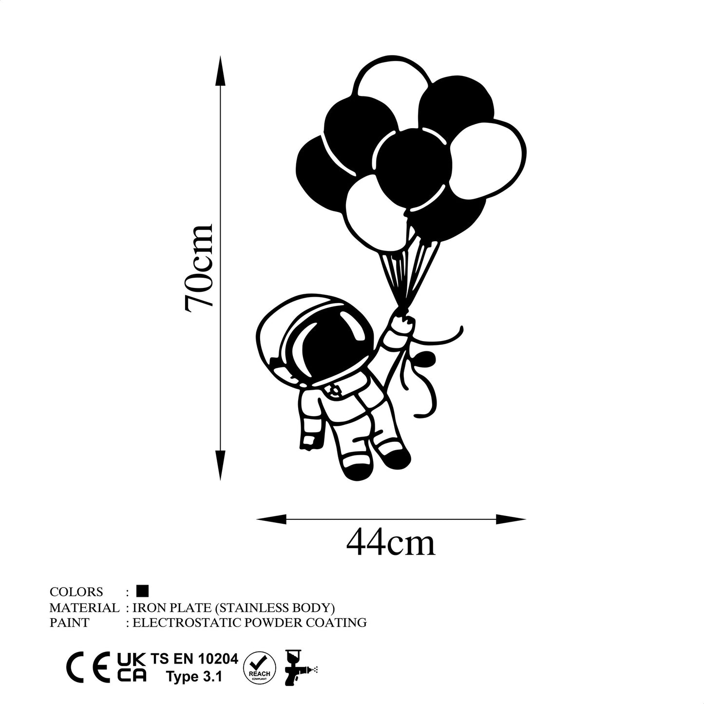 Metalna zidna dekoracija, Astronaut 2
