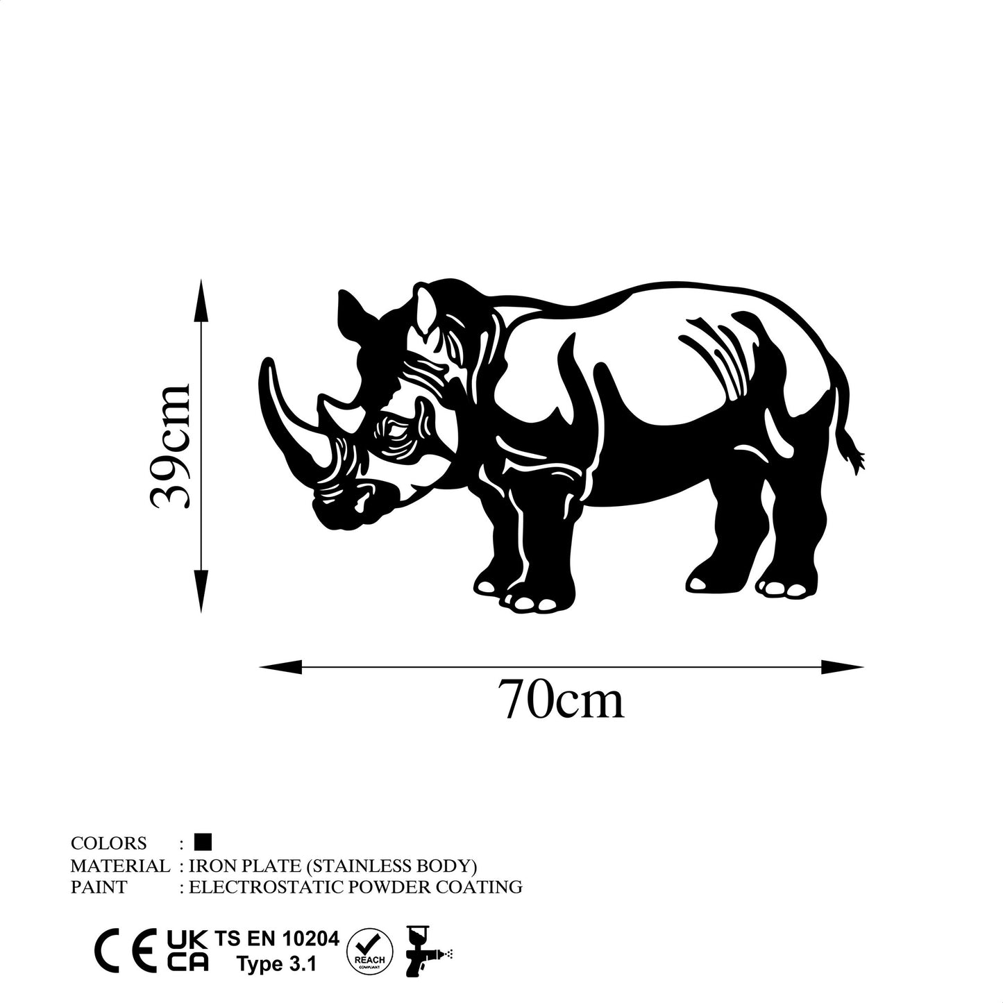 Metalna zidna dekoracija, Rhino