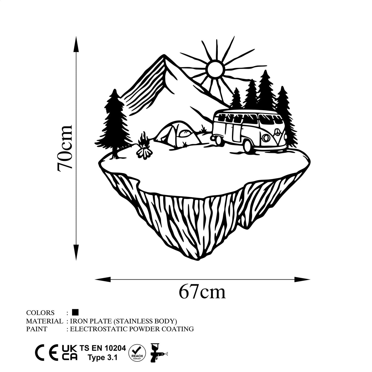 Metalna zidna dekoracija, Landscape Camp