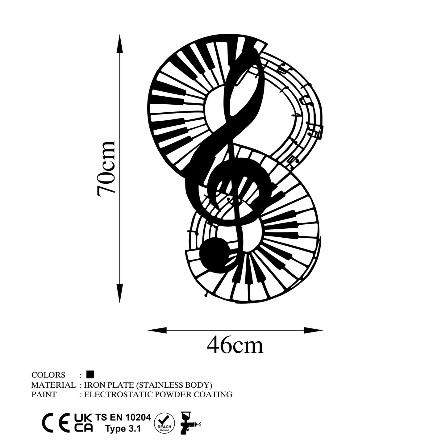 Metalna zidna dekoracija, Musical 4
