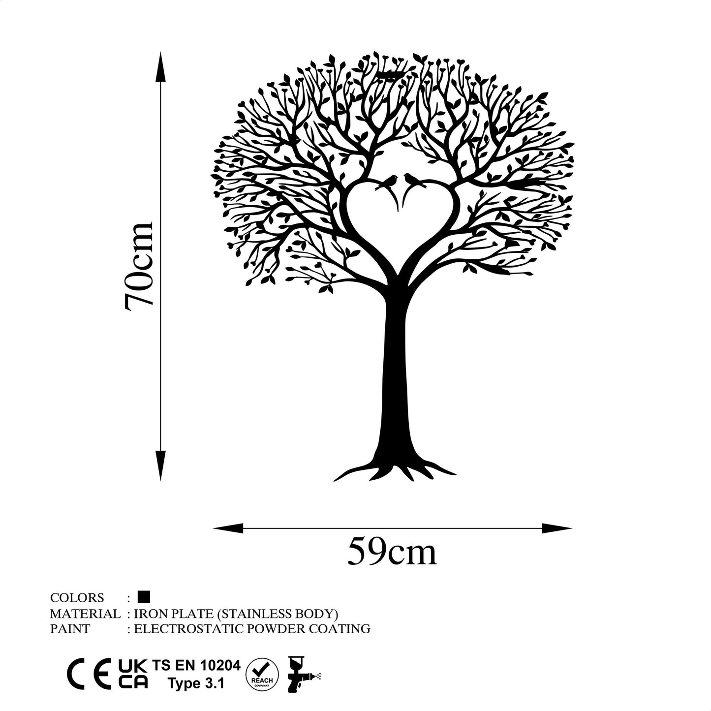 Metalna zidna dekoracija, Love Tree