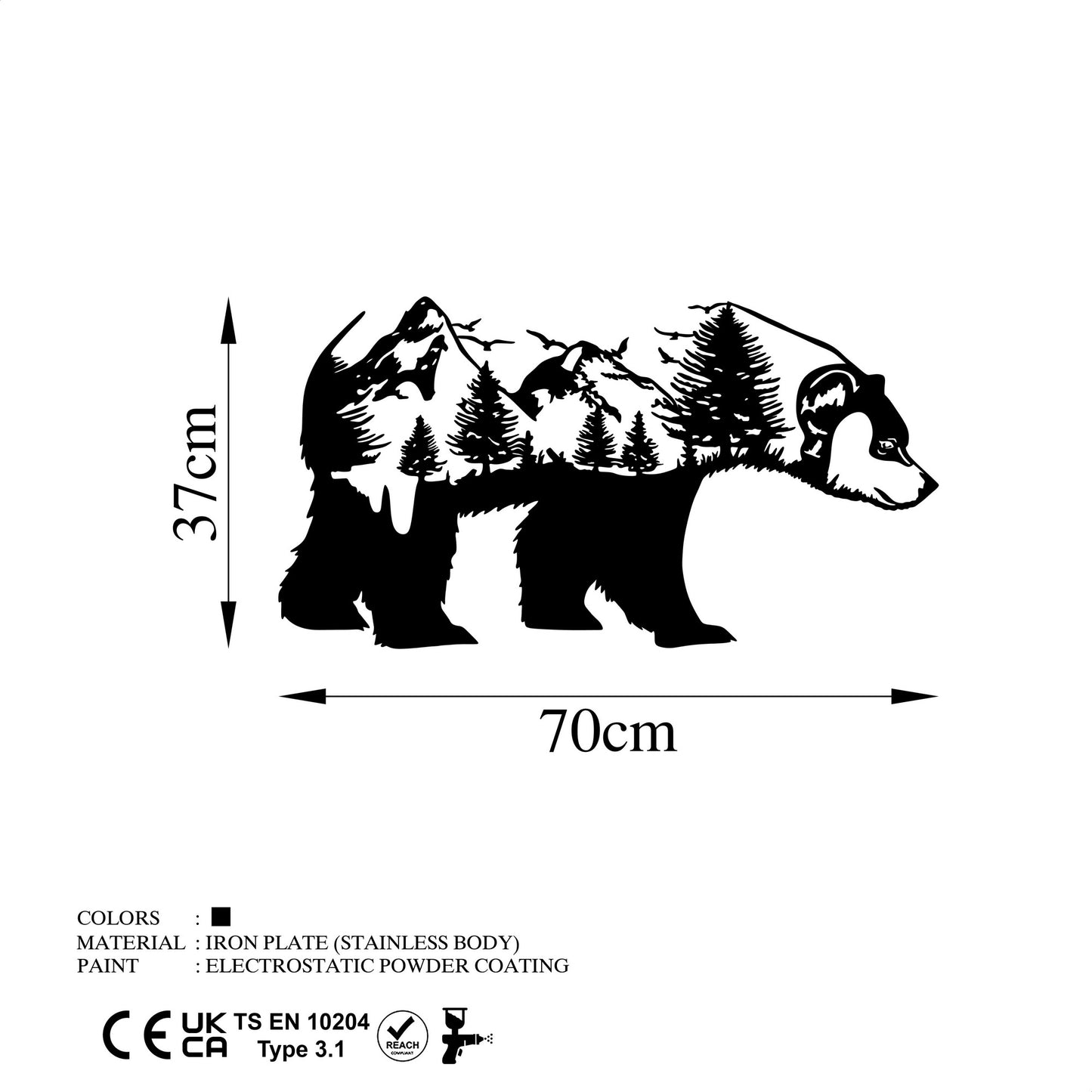 Metalna zidna dekoracija, Bear Of The Forest