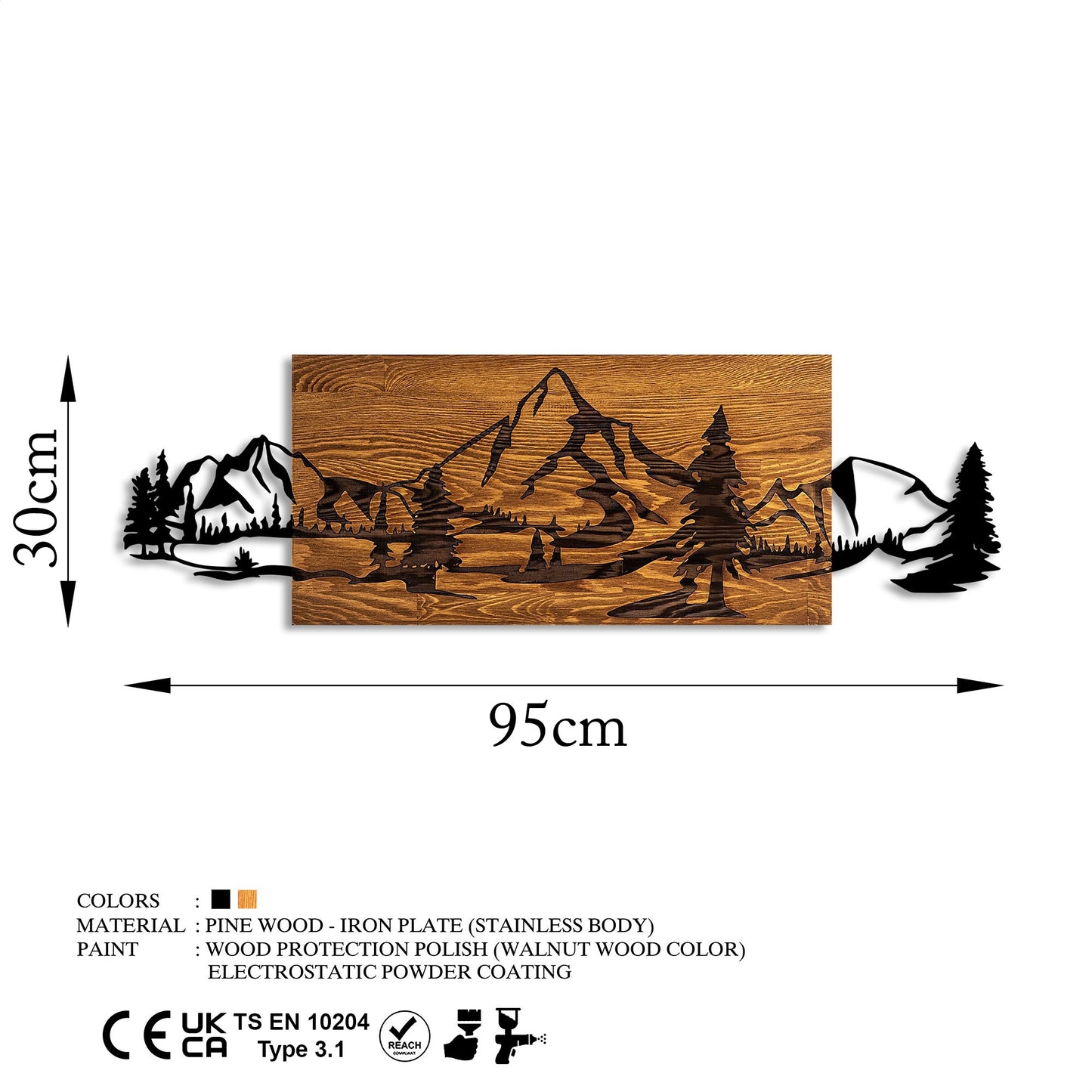 Drvena zidna dekoracija, Mountain Range
