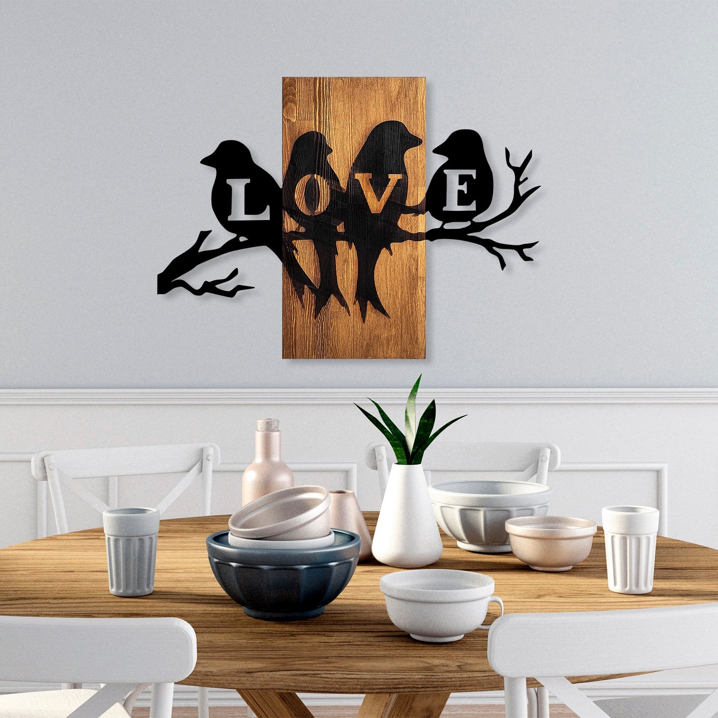 Drvena zidna dekoracija, Love Birds