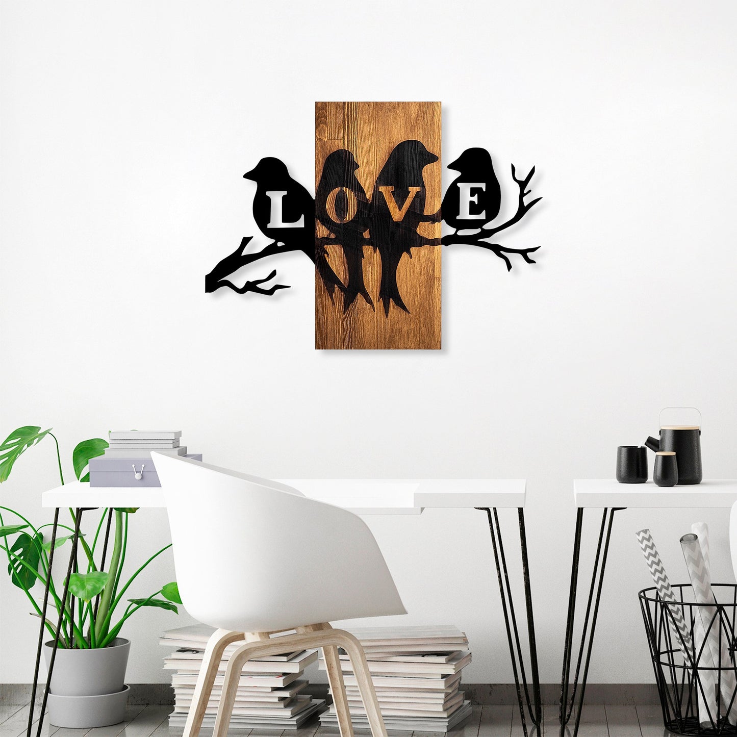 Drvena zidna dekoracija, Love Birds
