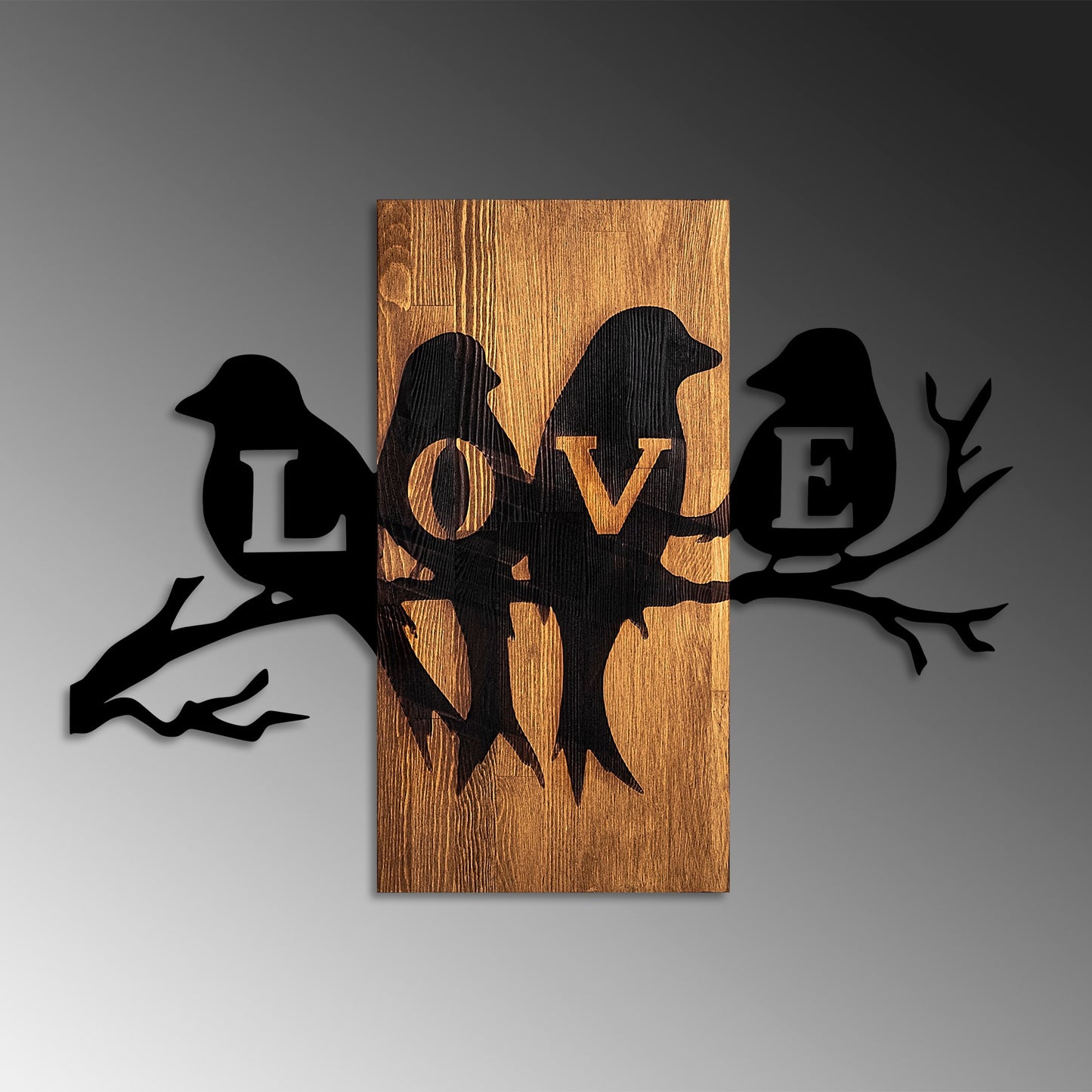 Drvena zidna dekoracija, Love Birds