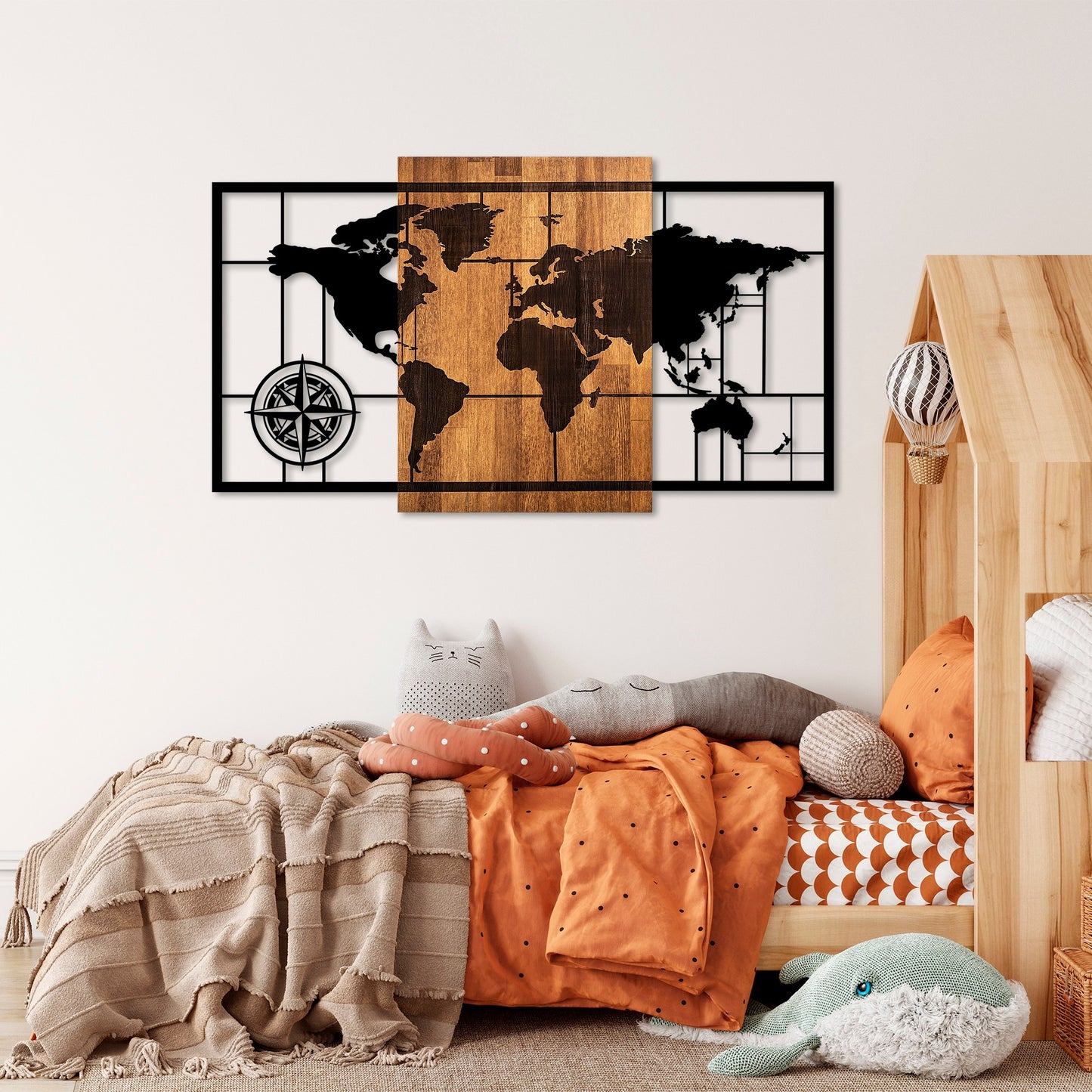 Drvena zidna dekoracija, World Map 1-L