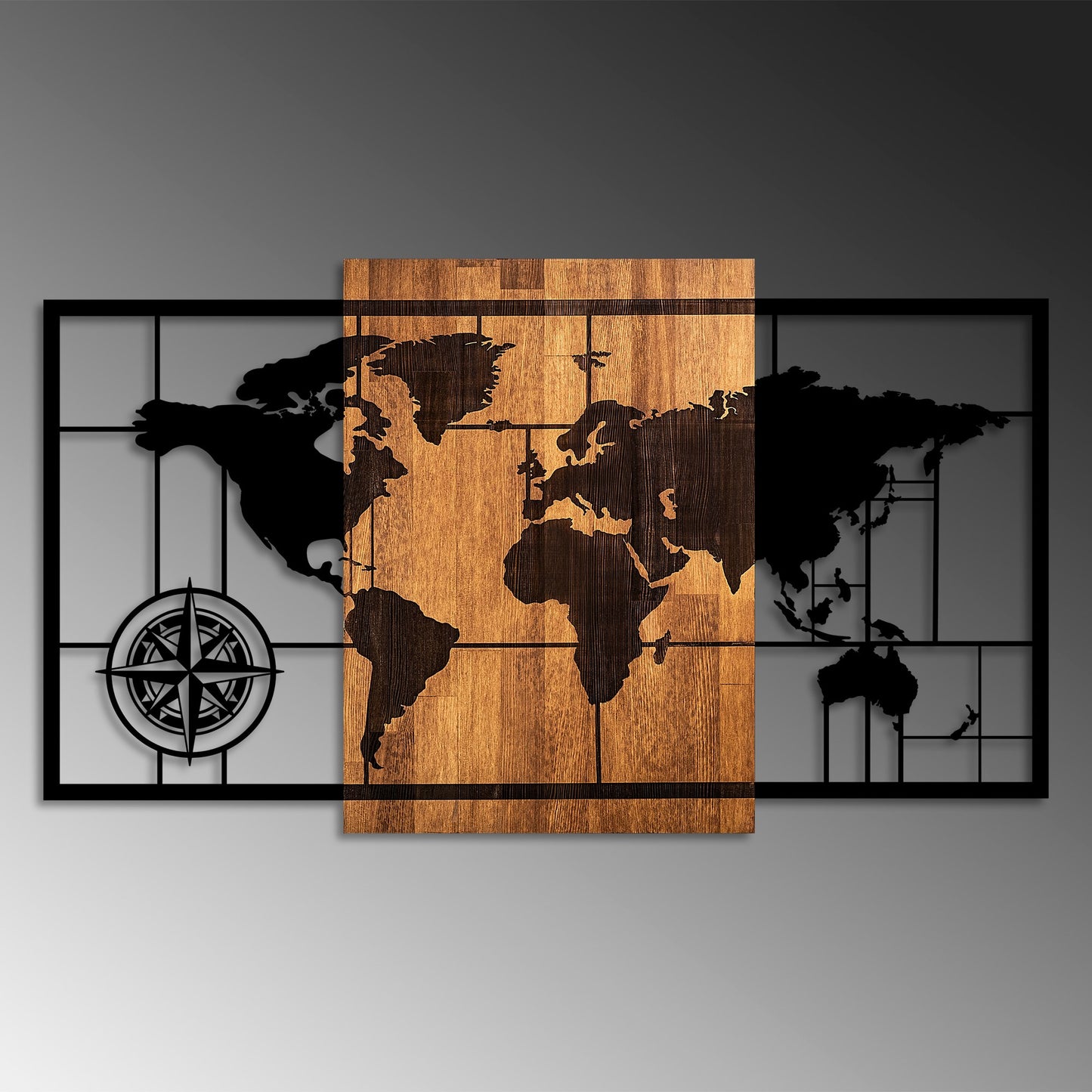 Drvena zidna dekoracija, World Map 1-L