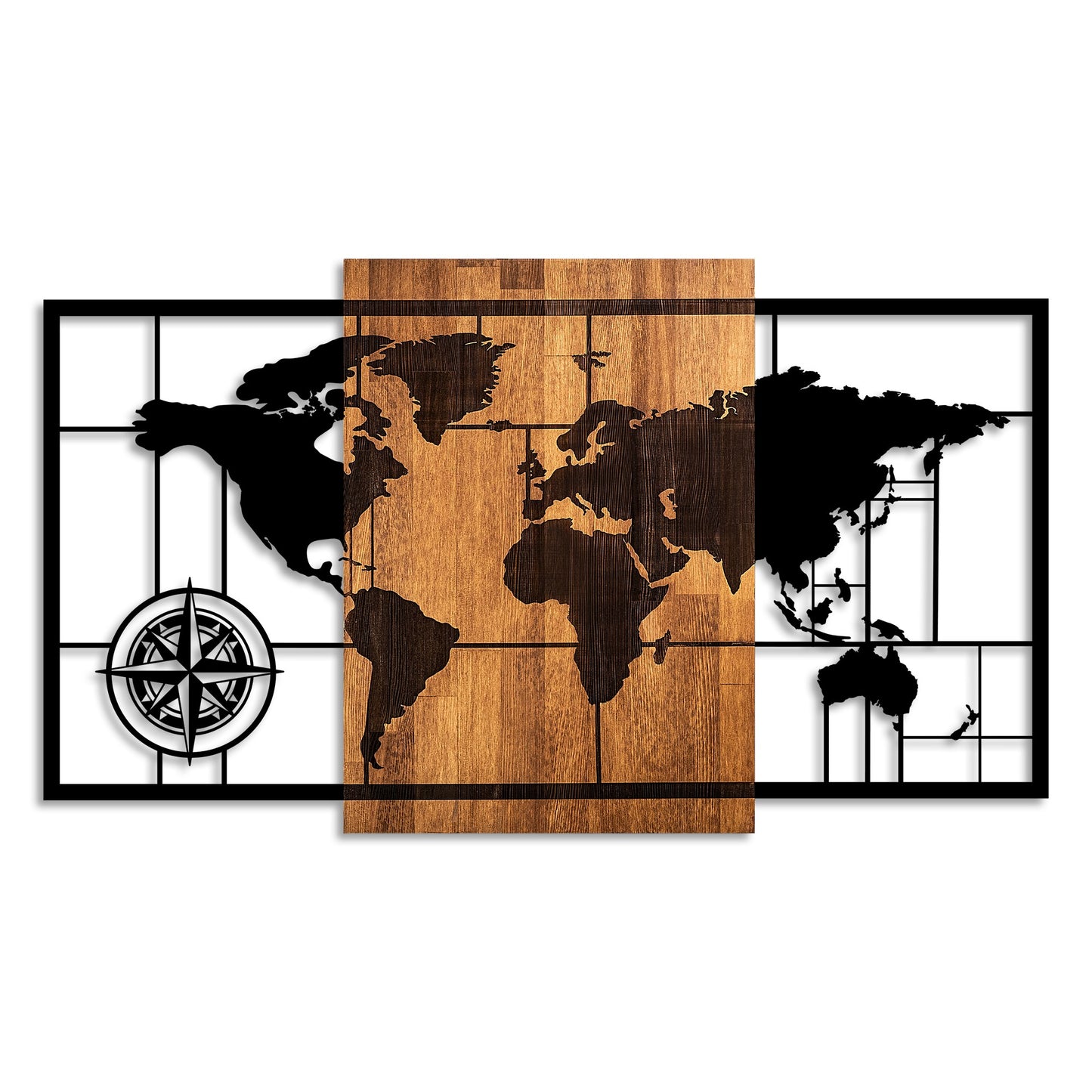 Drvena zidna dekoracija, World Map 1-L