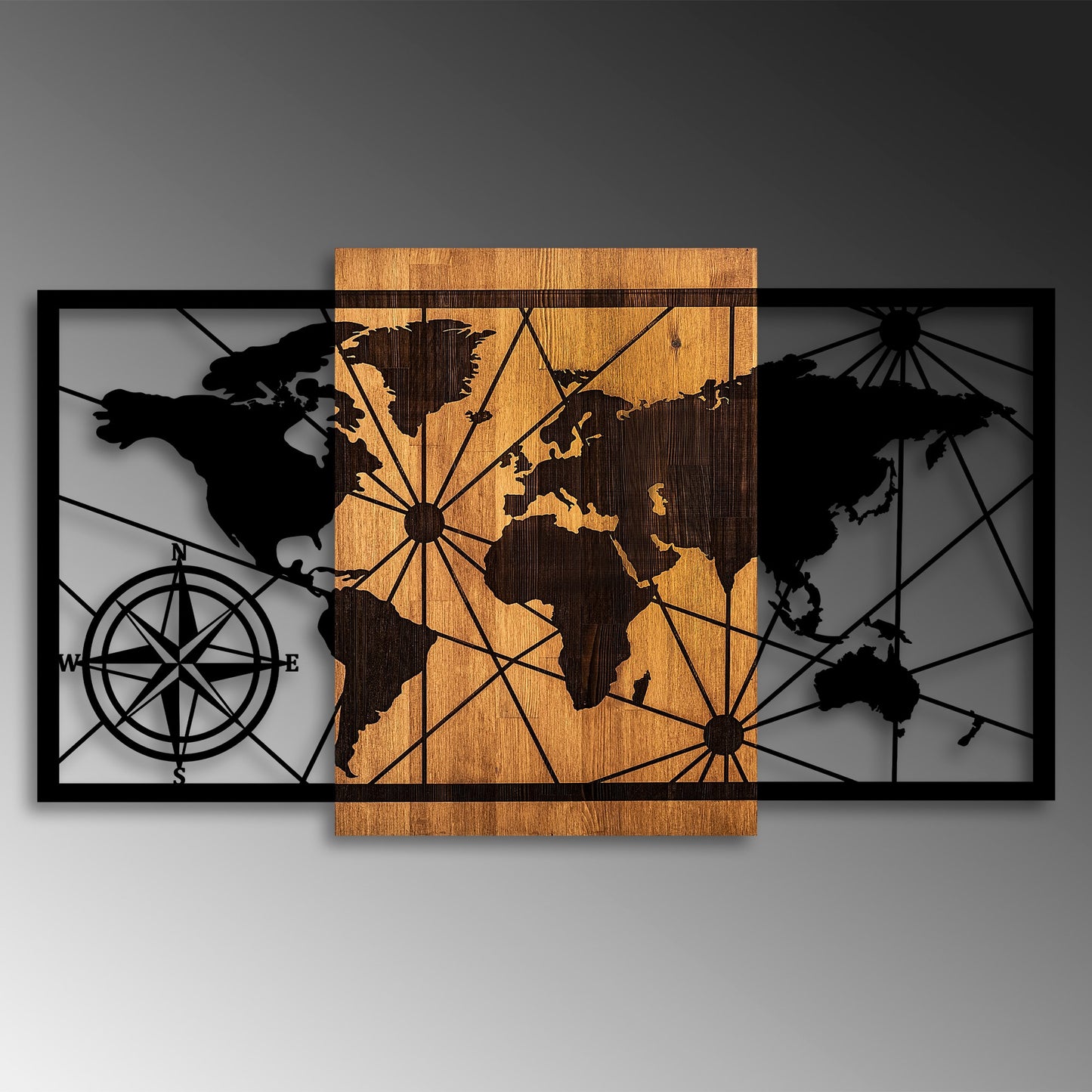 Drvena zidna dekoracija, World Map 3-L
